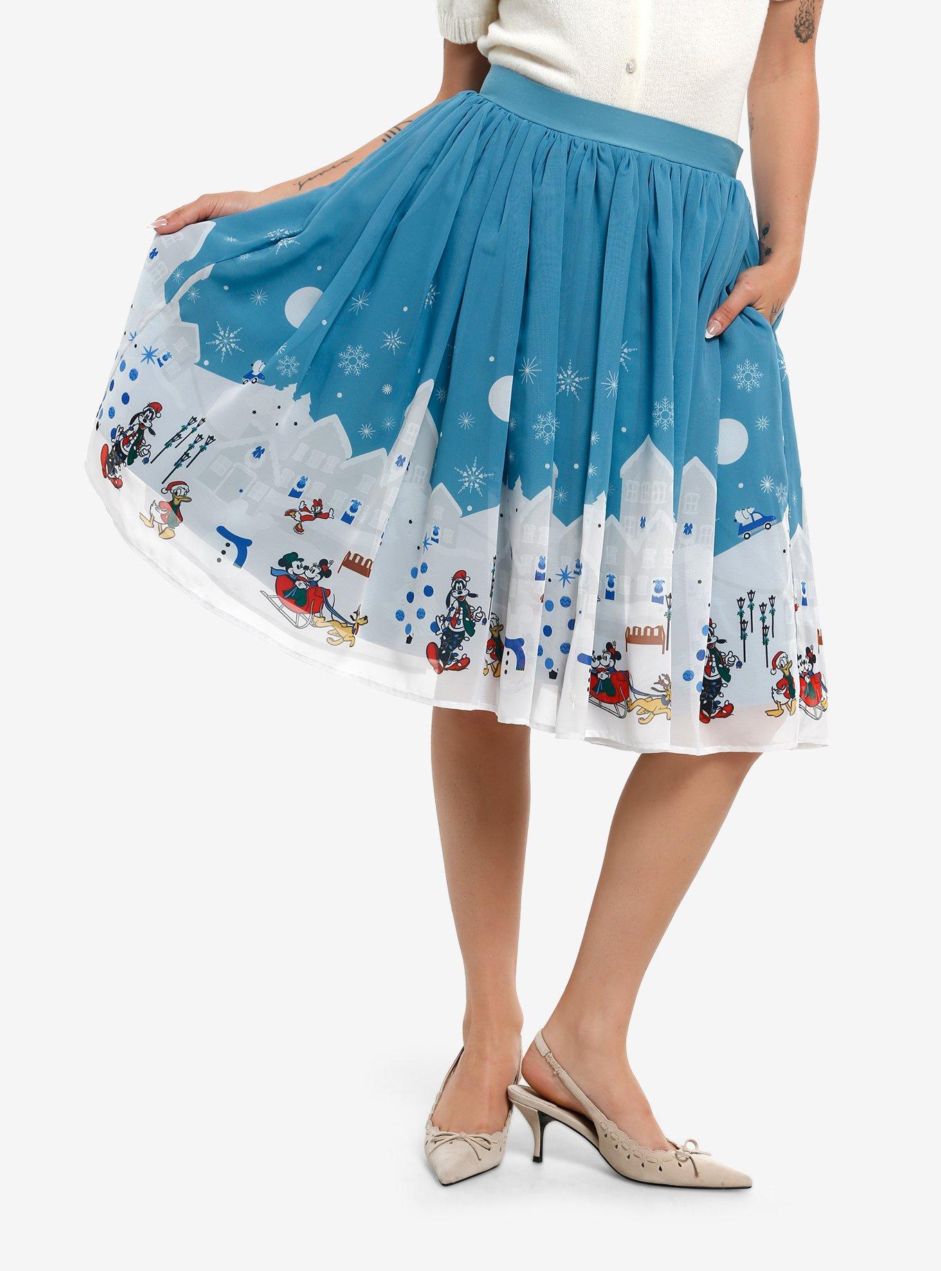 Her Universe Disney Mickey Mouse And Friends Snow Day Retro Skirt Her Universe Exclusive, , hi-res