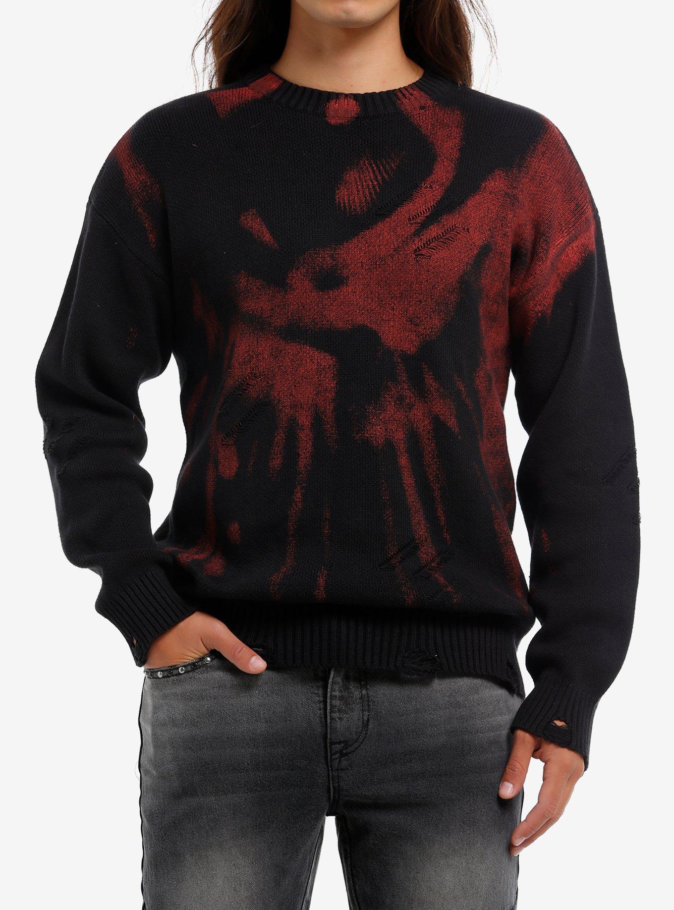 Abstract Red & Black Sweater, , hi-res