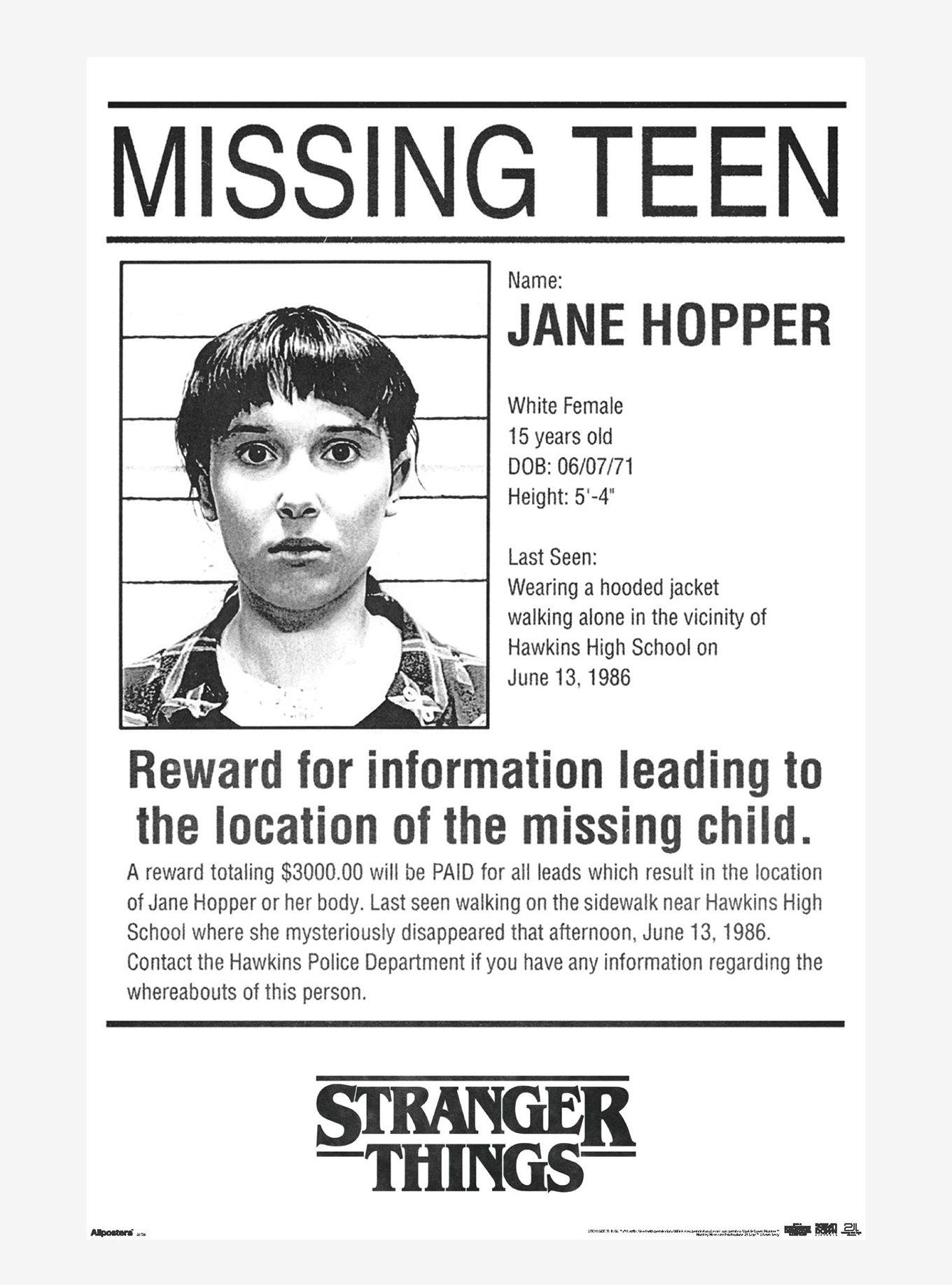 Stranger Things Season 4 Missing Teen Poster, , hi-res