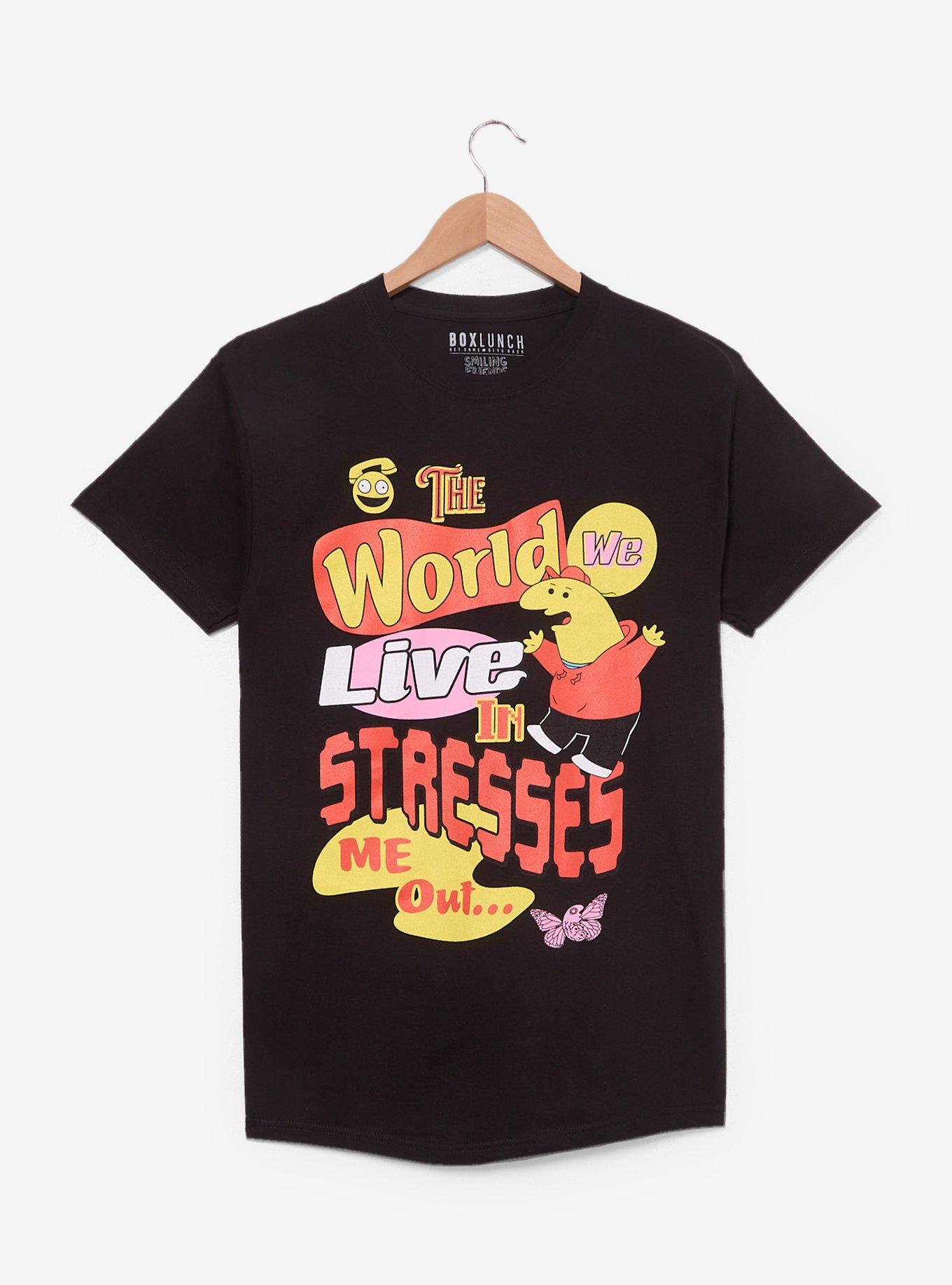Smiling Friends The World We Live In Stresses Me Out Graphic T-Shirt — BoxLunch Exclusive, , hi-res