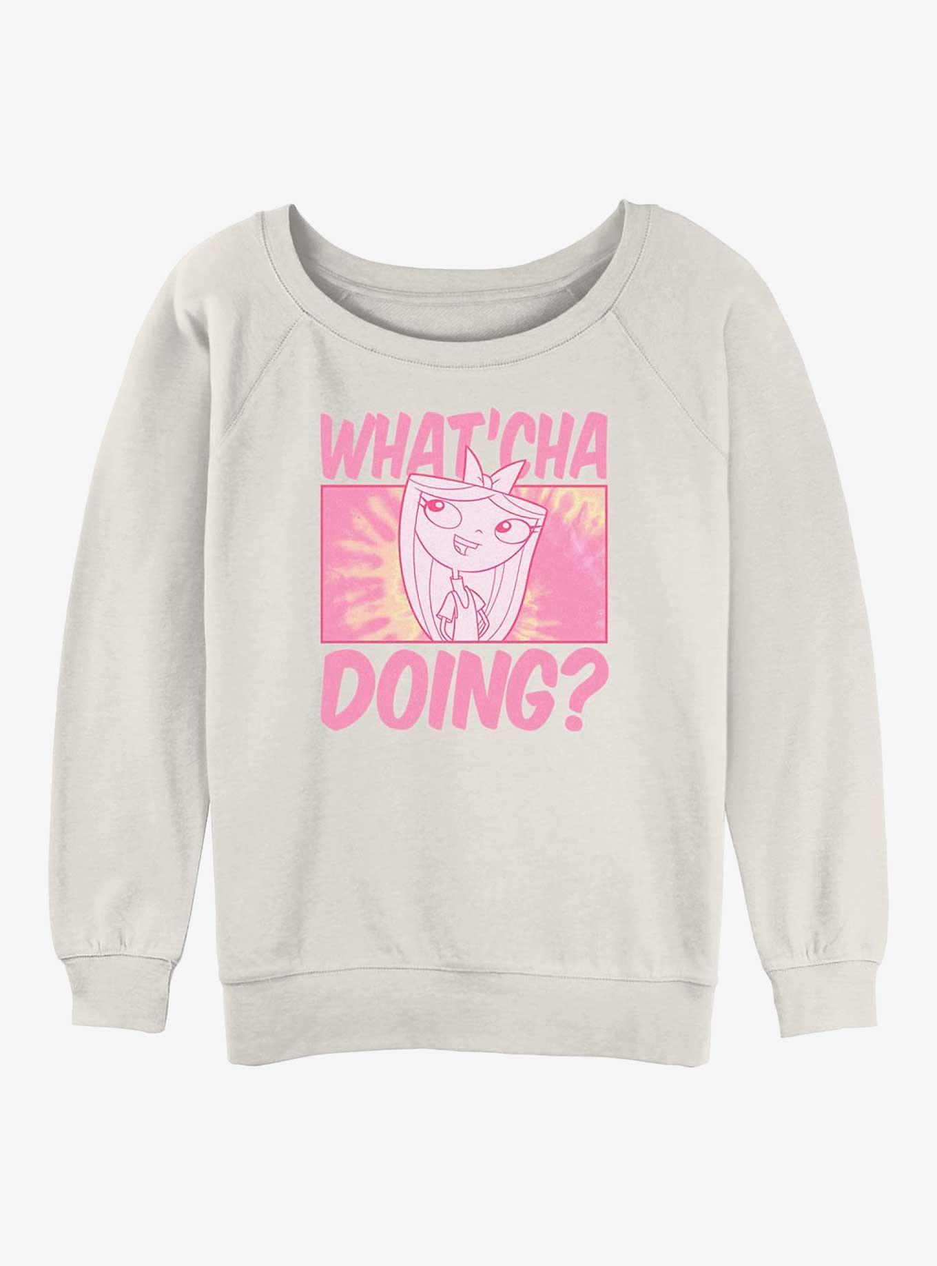 Phineas And Ferb Whatcha Doing Girls Slouchy Sweatshirt