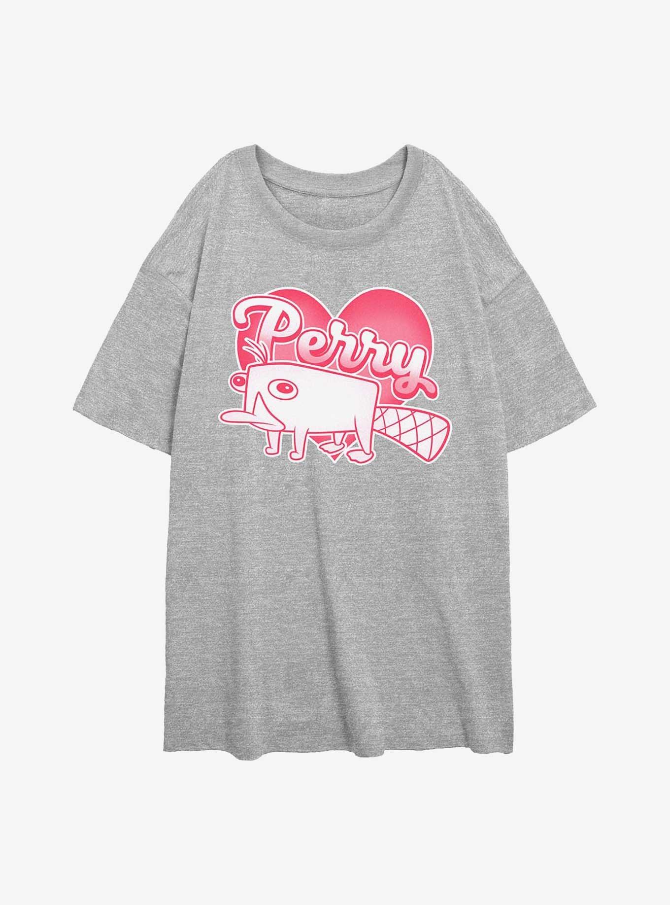 Phineas And Ferb Platypus Love Girls Oversized T-Shirt, ATH HTR, hi-res