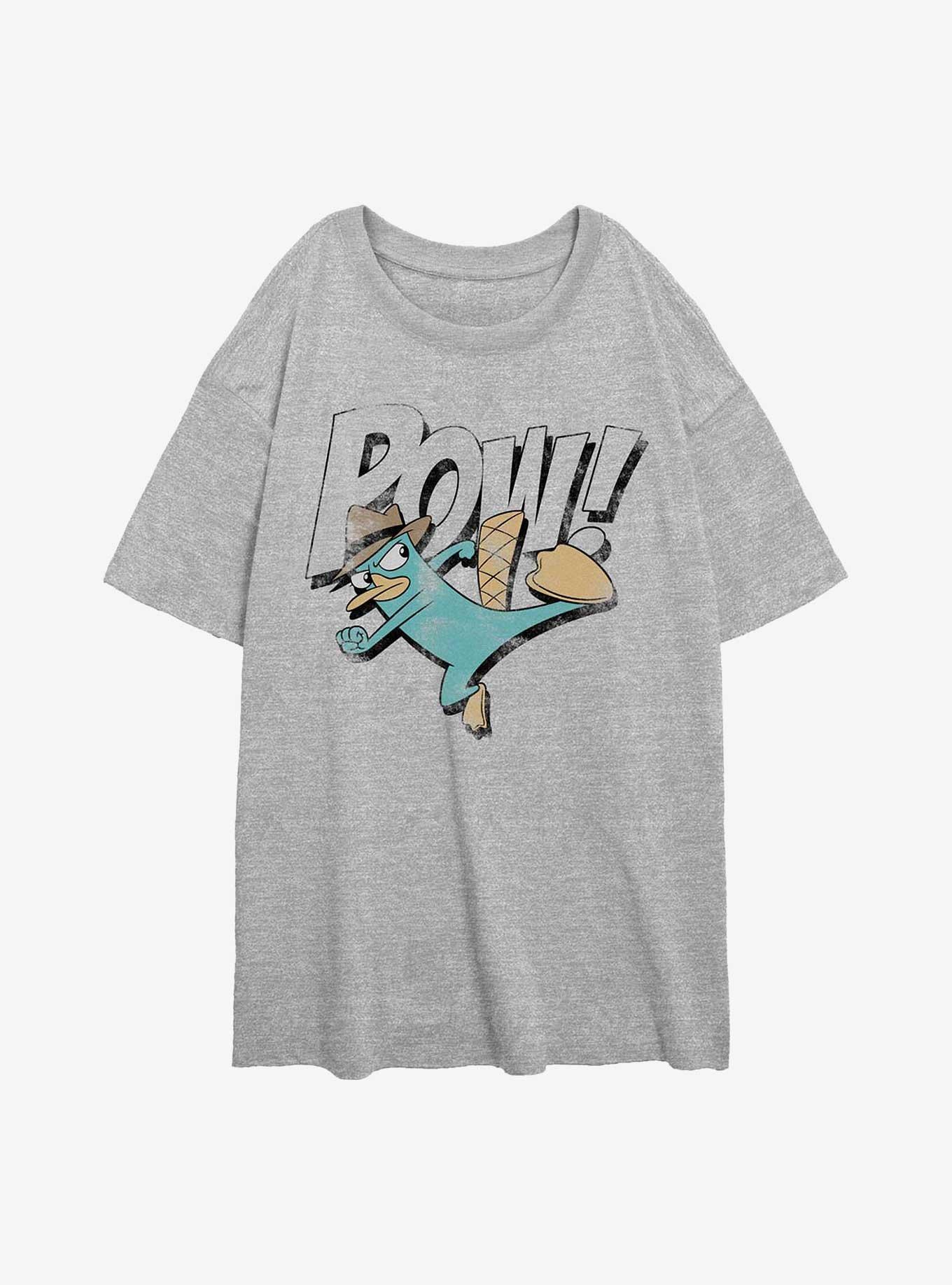 Phineas And Ferb Flying Agent Girls Oversized T-Shirt, ATH HTR, hi-res