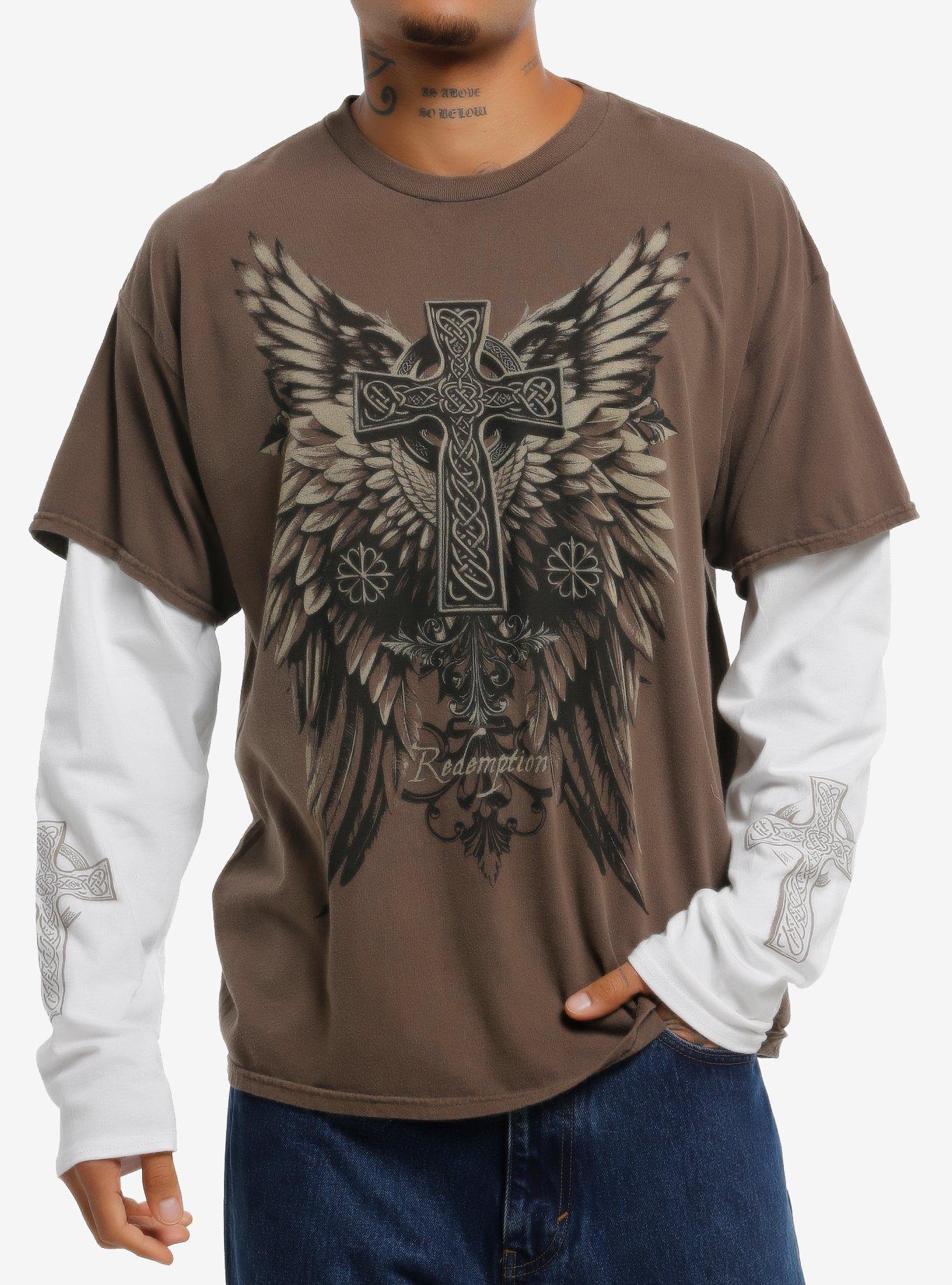 Redemption Winged Cross Twofer Long-Sleeve T-Shirt, , hi-res