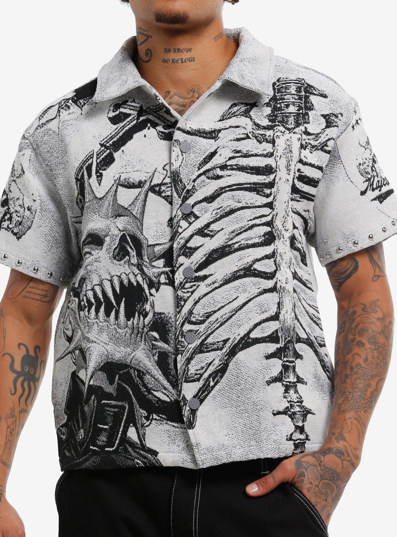 Rib Cage Tapestry Woven Button-Up