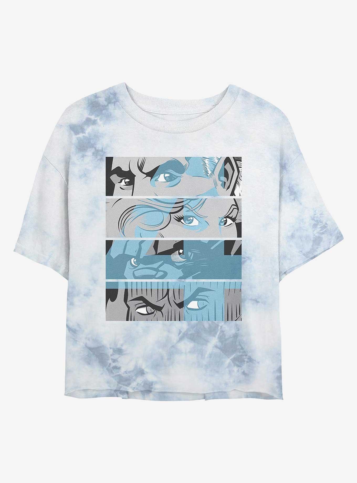 Marvel Fantastic Four Fantastic Blue Eyes Girls Tie-Dye Crop T-Shirt, WHITEBLUE, hi-res
