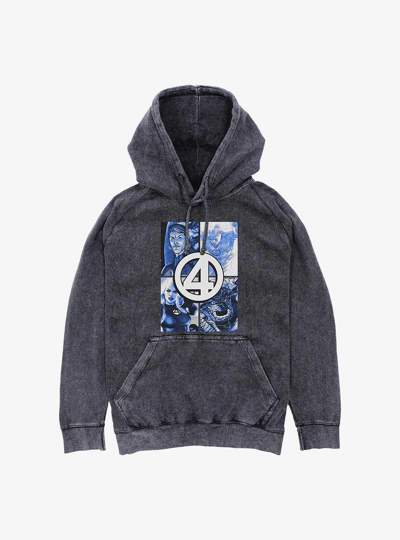 Marvel Fantastic Four Straight Boxes Mineral Wash Hoodie, BLACK, hi-res