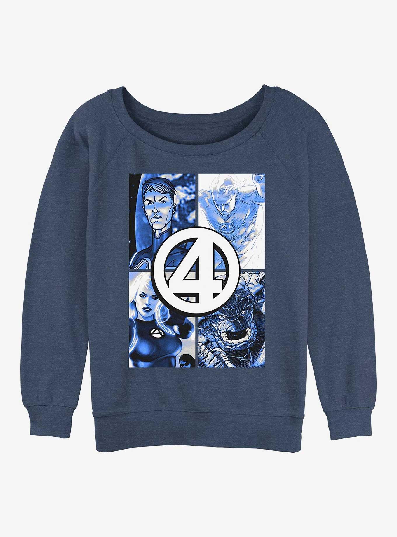Marvel Fantastic Four Straight Boxes Girls Slouchy Sweatshirt, BLUEHTR, hi-res
