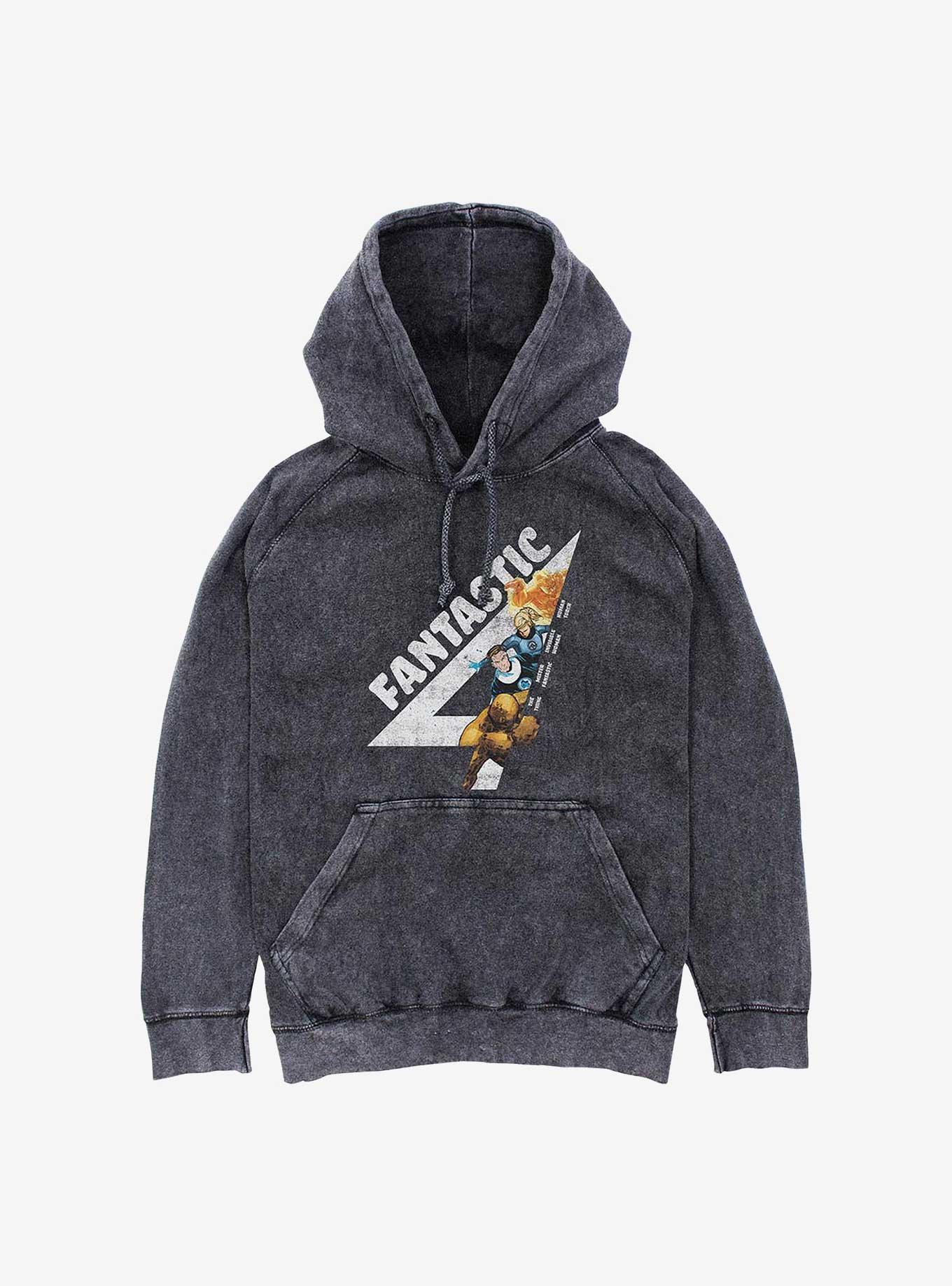 Marvel Fantastic Four Fantastically Vintage Mineral Wash Hoodie, BLACK, hi-res