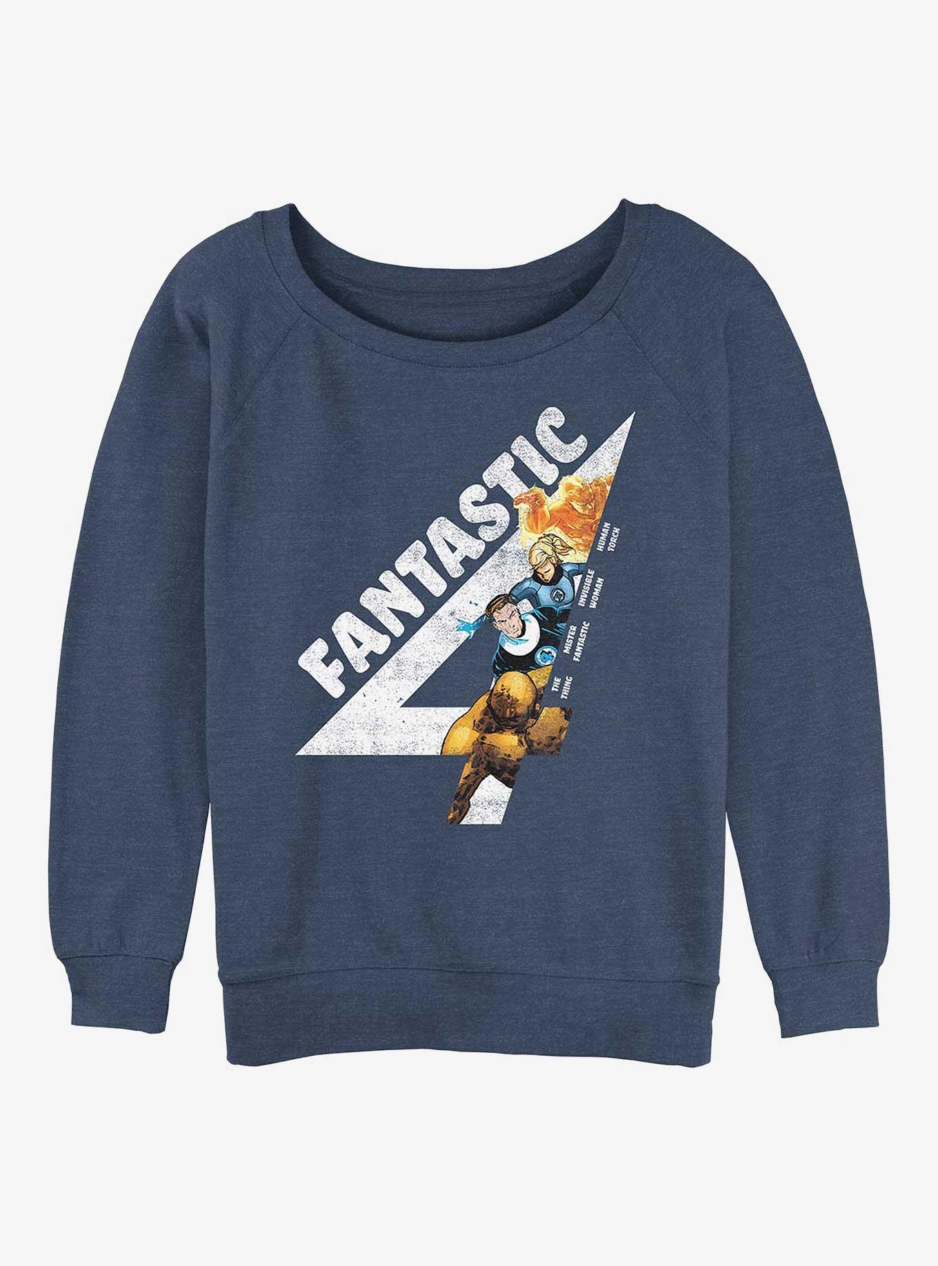 Marvel Fantastic Four Fantastically Vintage Girls Slouchy Sweatshirt, BLUEHTR, hi-res