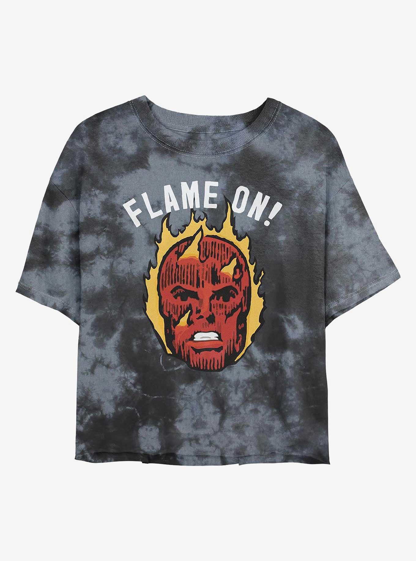 Marvel Fantastic Four Flame On Girls Tie-Dye Crop T-Shirt, , hi-res