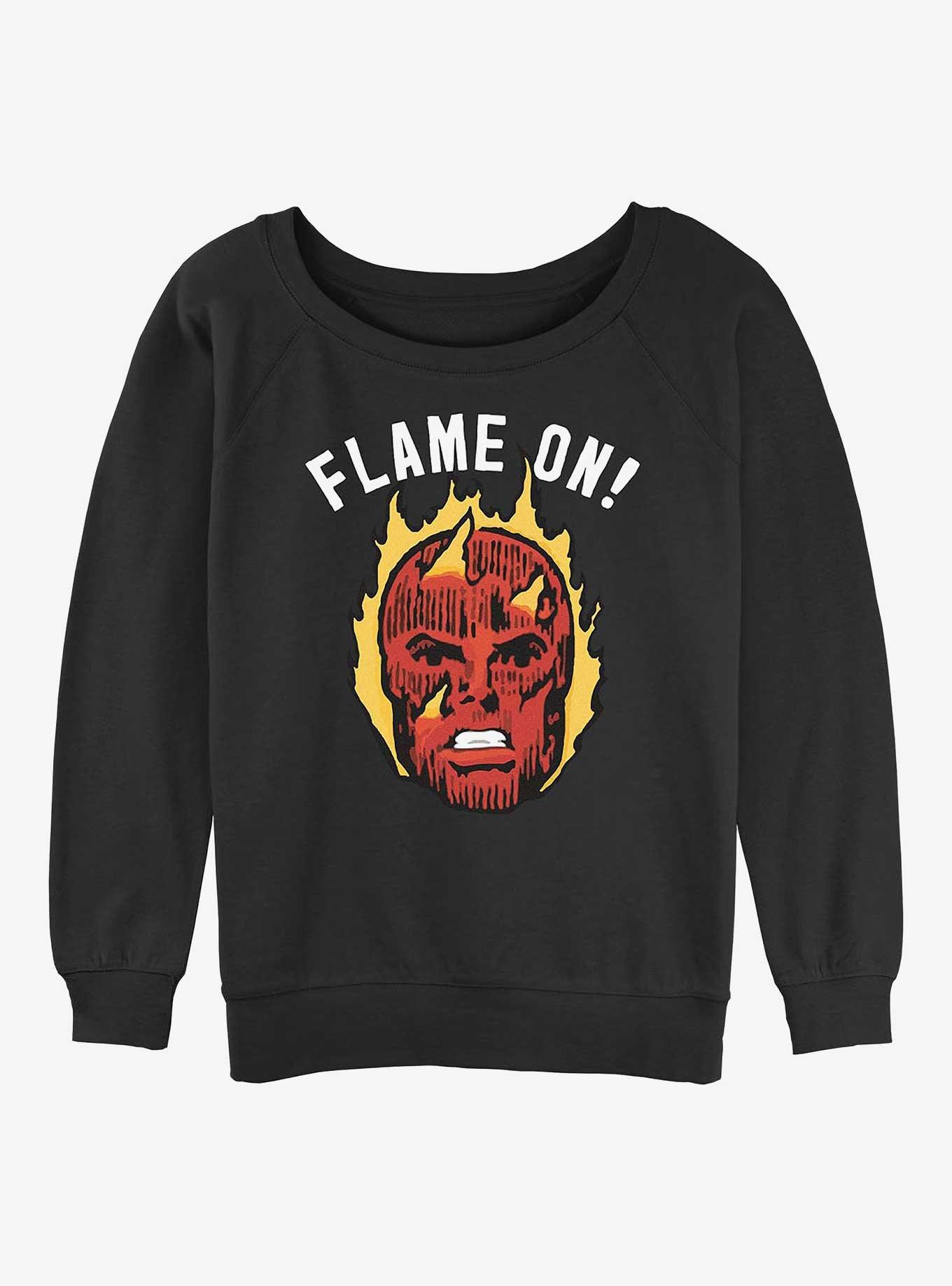 Marvel Fantastic Four Flame On Girls Slouchy Sweatshirt, BLACK, hi-res
