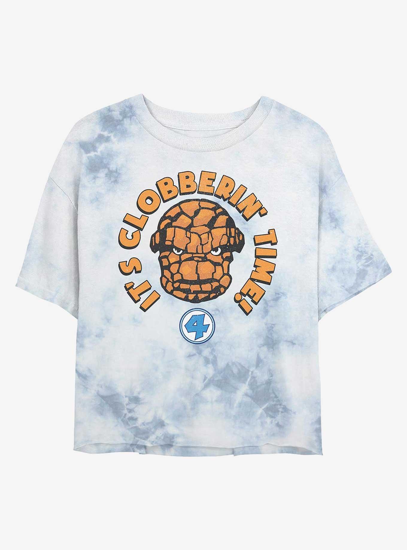 Marvel Fantastic Four Thing Smash Girls Tie-Dye Crop T-Shirt