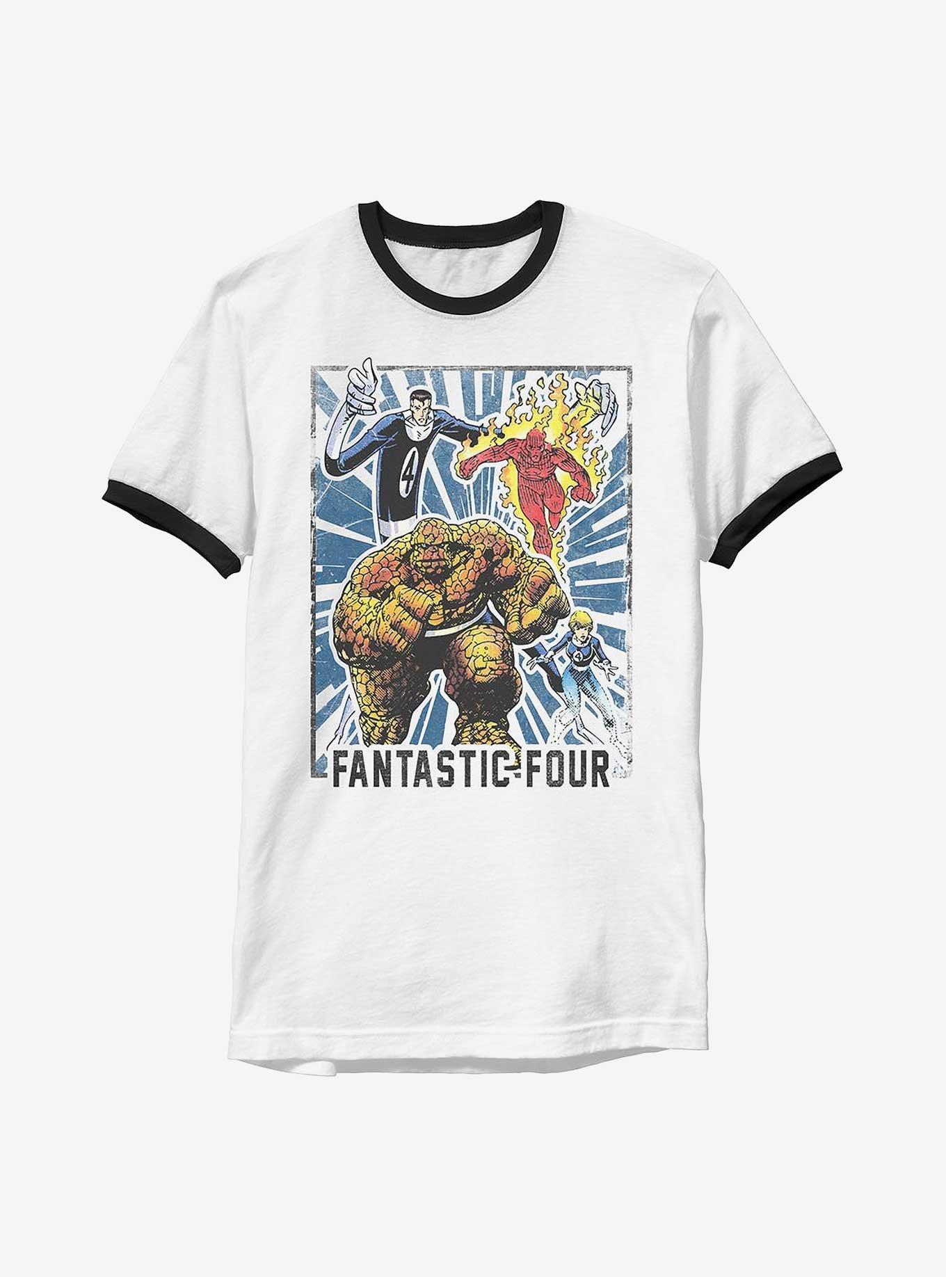Marvel Fantastic Four In Action Ringer T-Shirt, WHTBLK, hi-res