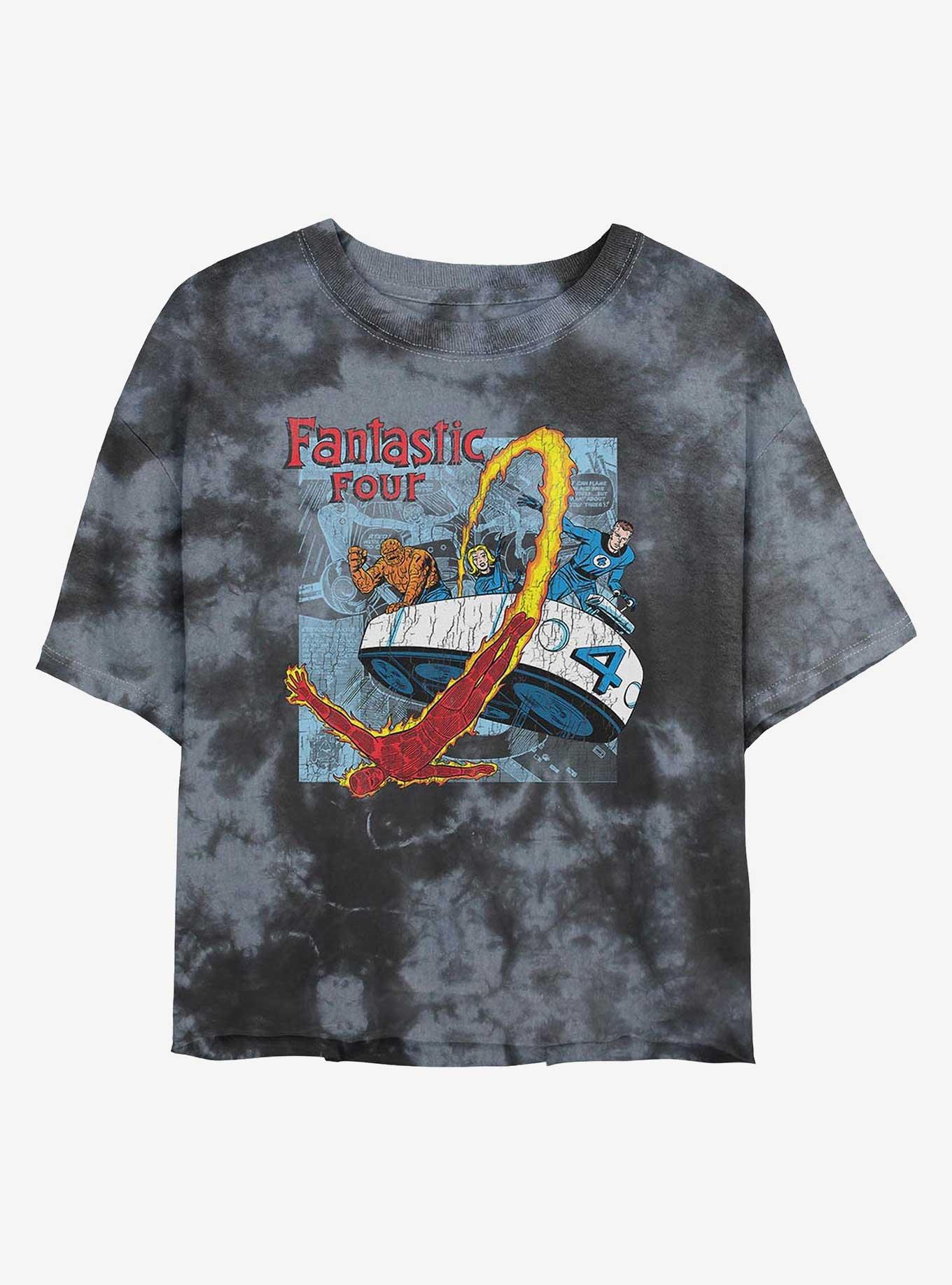 Marvel Fantastic Four Comic Girls Tie-Dye Crop T-Shirt, BLKCHAR, hi-res