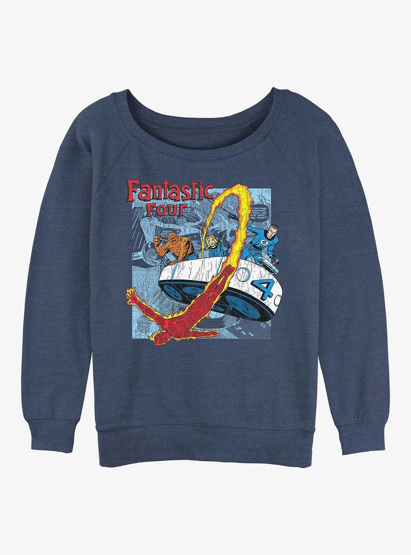 Marvel Fantastic Four Comic Girls Slouchy Sweatshirt, BLUEHTR, hi-res