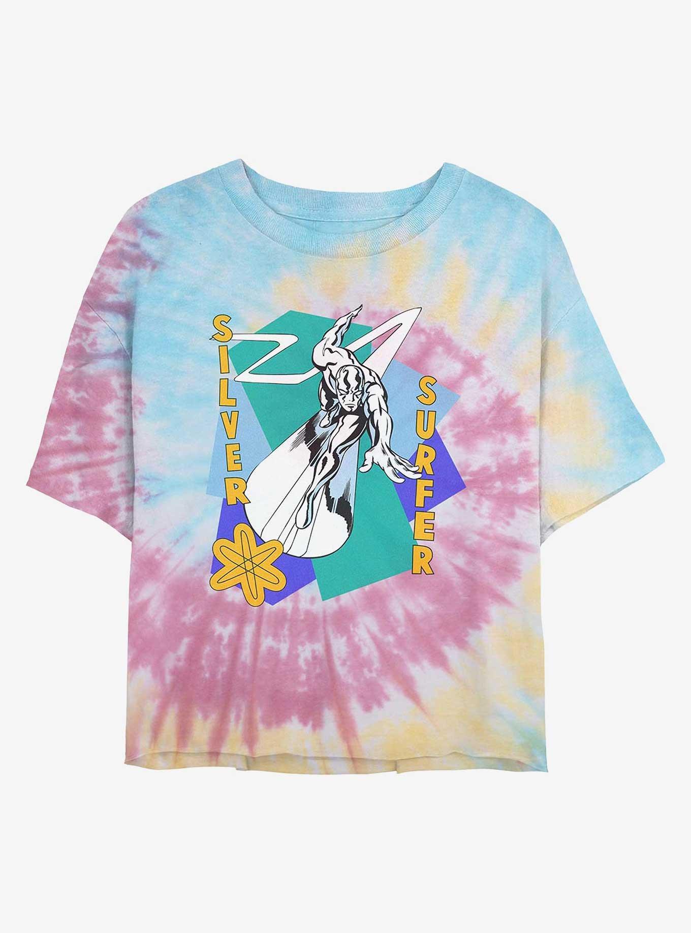 Marvel Fantastic Four Silver Surfer Shapes Girls Tie-Dye Crop T-Shirt, BLUPNKLY, hi-res