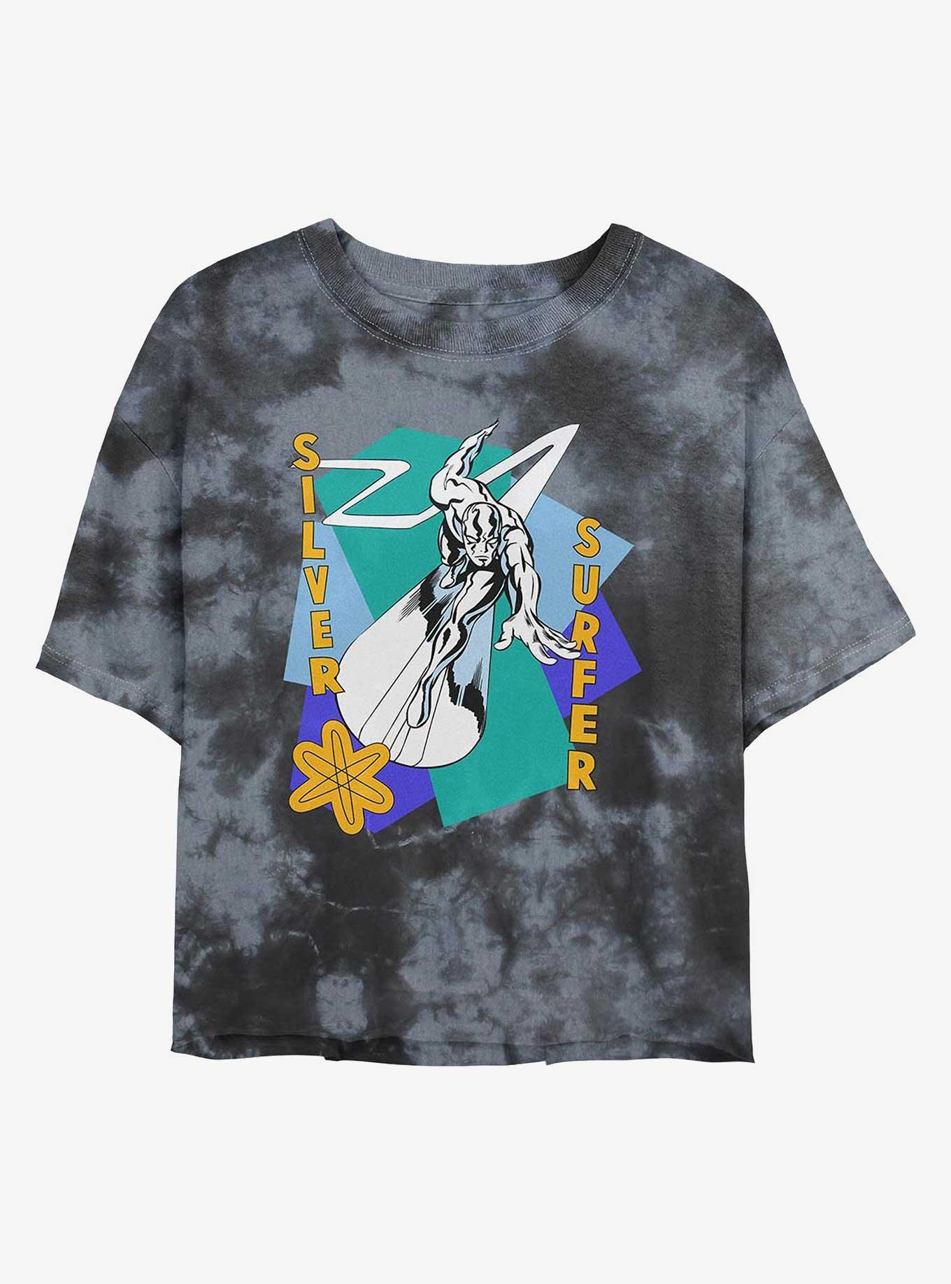 Marvel Fantastic Four Silver Surfer Shapes Girls Tie-Dye Crop T-Shirt, BLKCHAR, hi-res