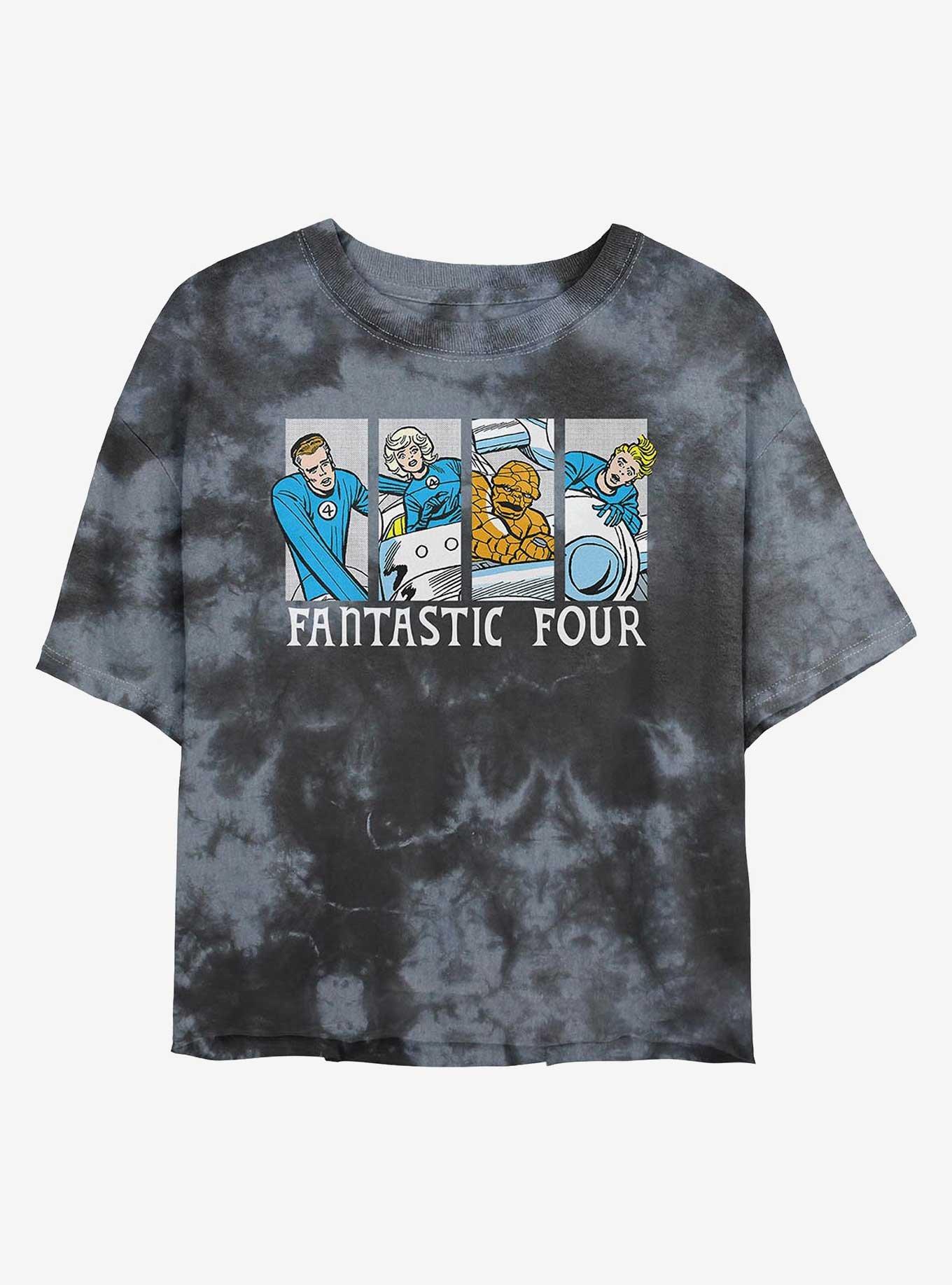 Marvel Fantastic Four Fantastic Comic Girls Tie-Dye Crop T-Shirt, BLKCHAR, hi-res