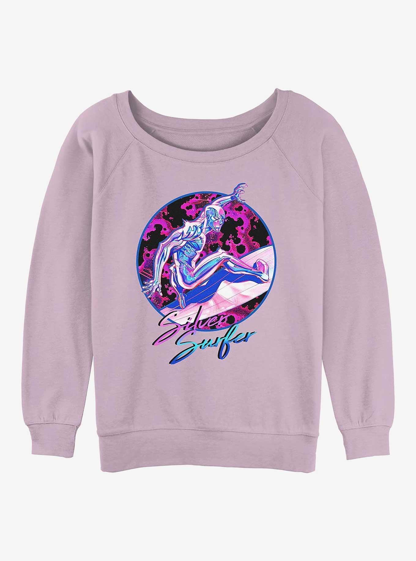 Marvel Fantastic Four Silver Surfer 90s Vibe Girls Slouchy Sweatshirt, LAVENDER, hi-res
