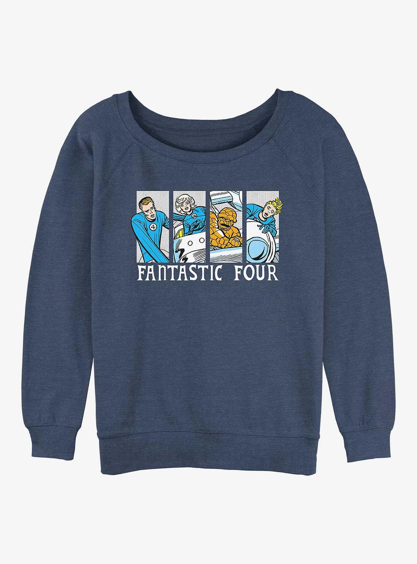 Marvel Fantastic Four Fantastic Comic Girls Slouchy Sweatshirt, BLUEHTR, hi-res