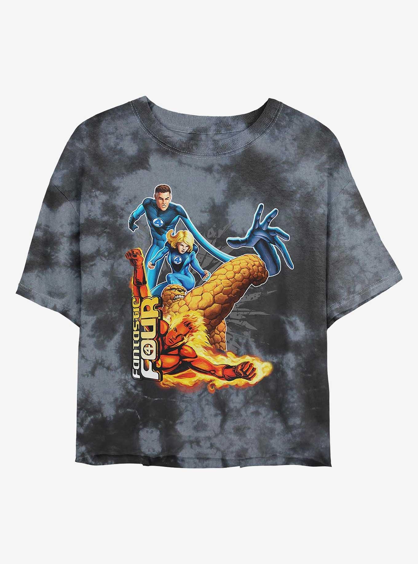 Marvel Fantastic Four Power Pack Girls Tie-Dye Crop T-Shirt, BLKCHAR, hi-res