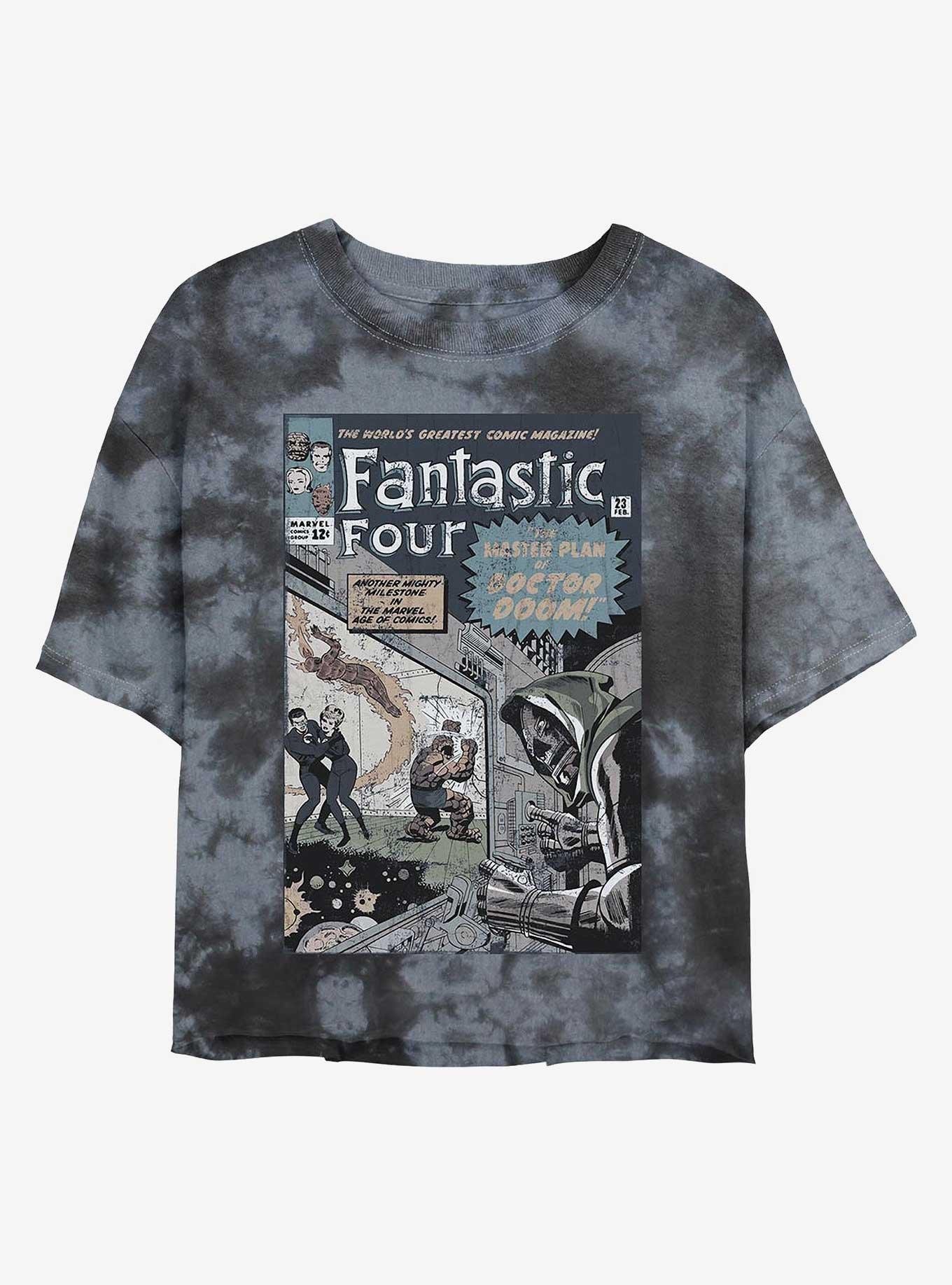 Marvel Fantastic Four Master Plan Girls Tie-Dye Crop T-Shirt, BLKCHAR, hi-res