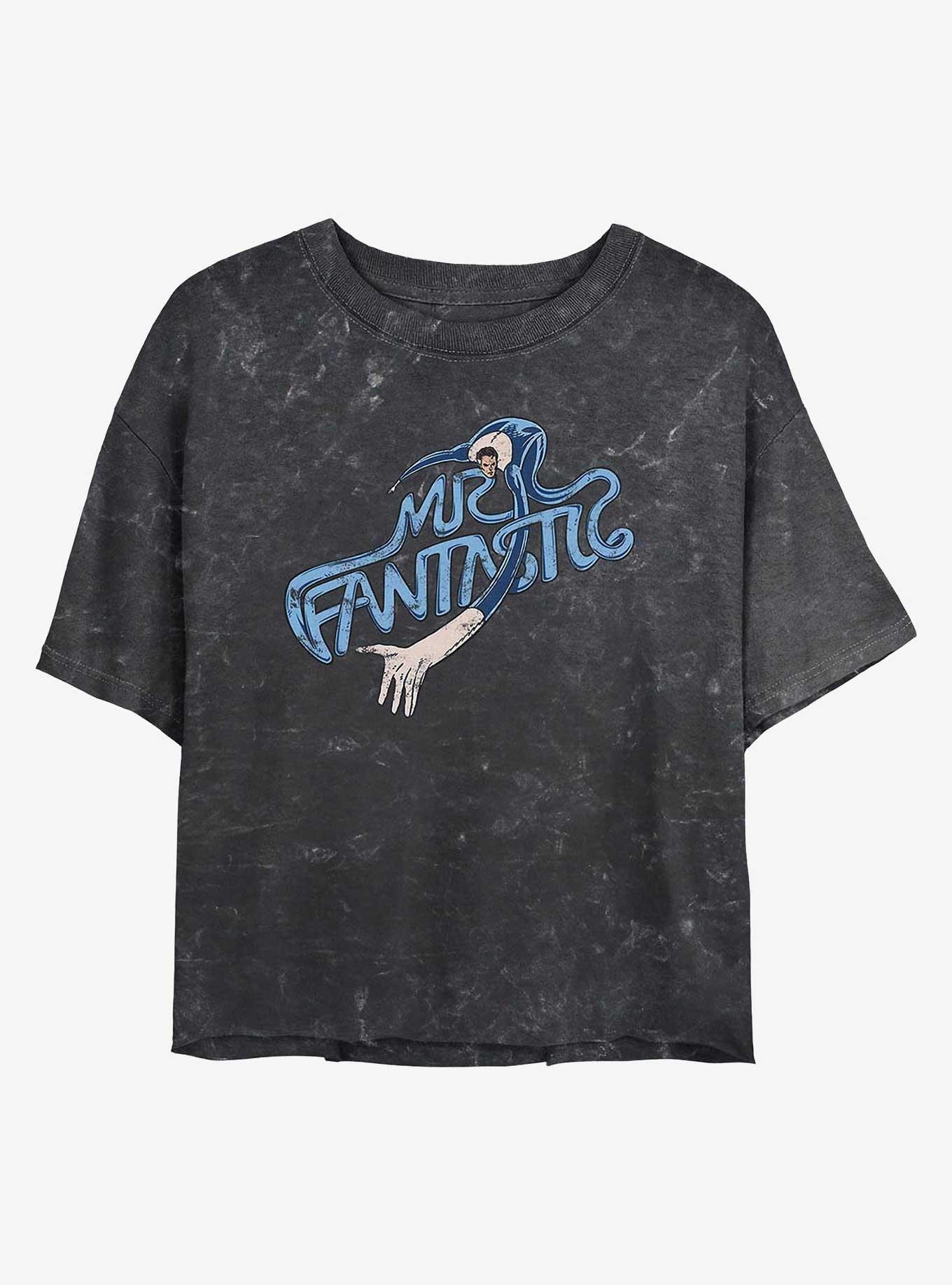Marvel Fantastic Four Stretch Girls Mineral Wash Crop T-Shirt, BLACK, hi-res