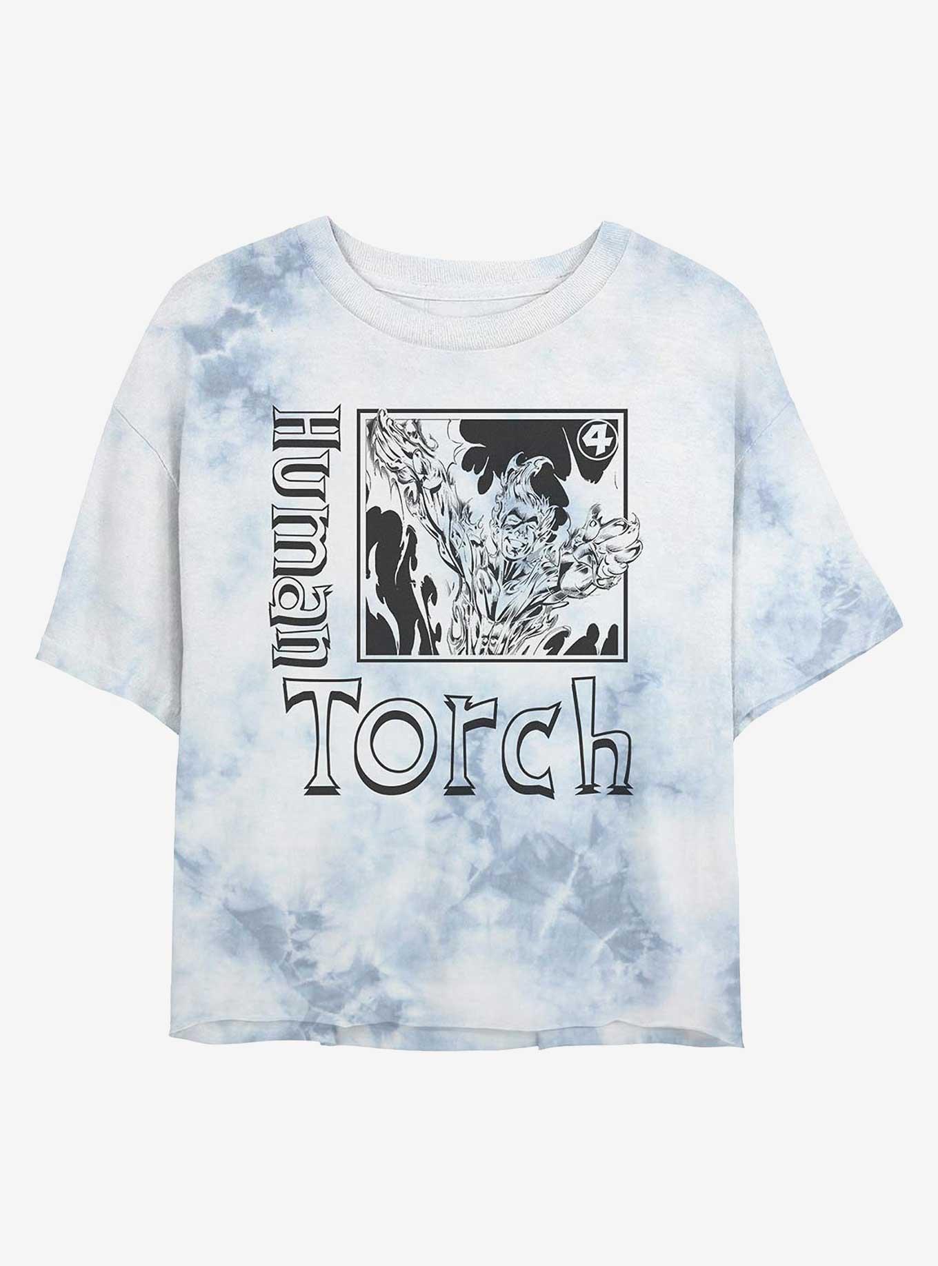 Marvel Fantastic Four Torch Pose Girls Tie-Dye Crop T-Shirt, WHITEBLUE, hi-res