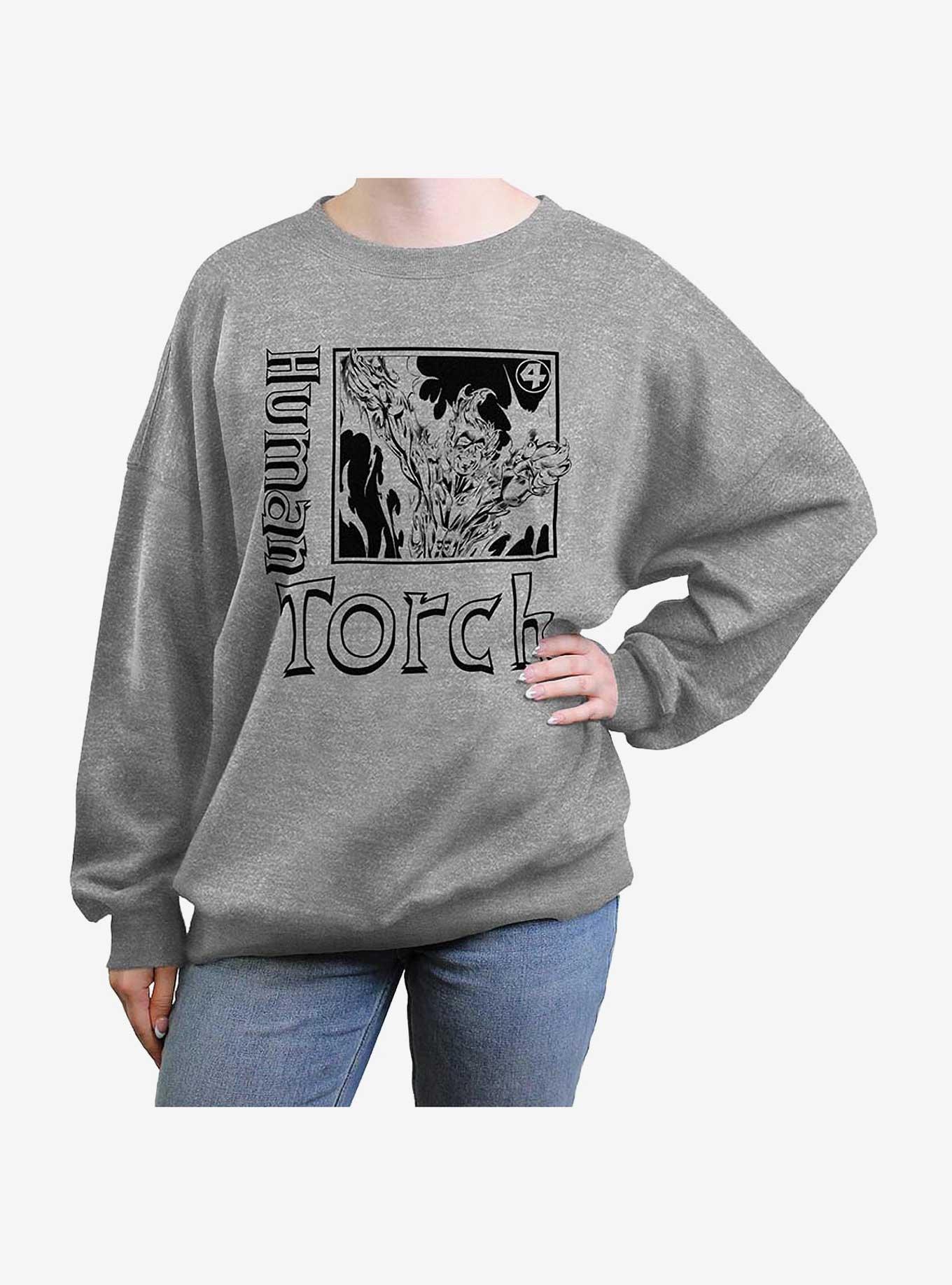 Marvel Fantastic Four Torch Pose Girls Oversized Sweatshirt, HEATHER GR, hi-res