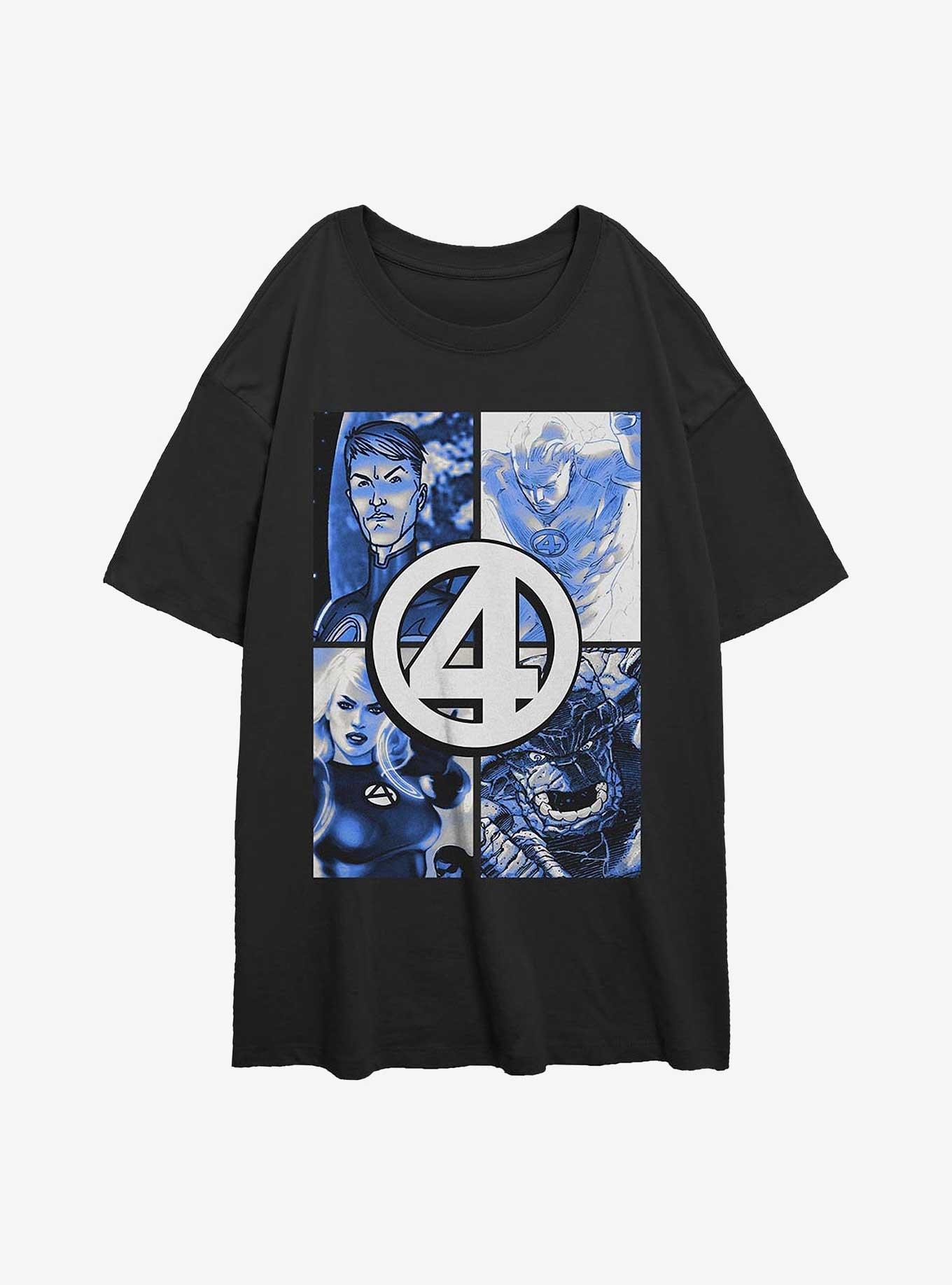 Marvel Fantastic Four Straight Boxes Girls Oversized T-Shirt, BLACK, hi-res