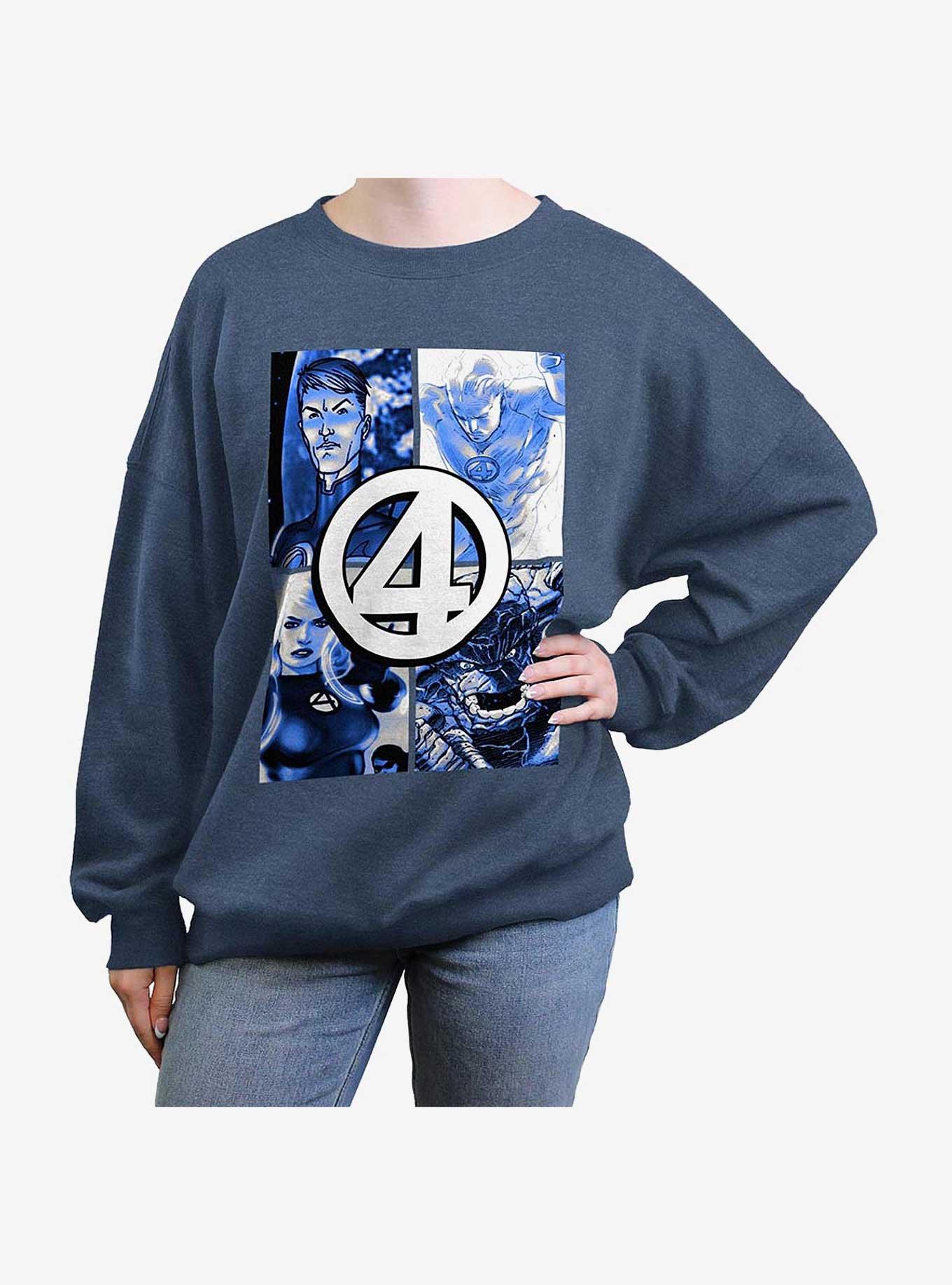 Marvel Fantastic Four Straight Boxes Girls Oversized Sweatshirt, BLUEHTR, hi-res