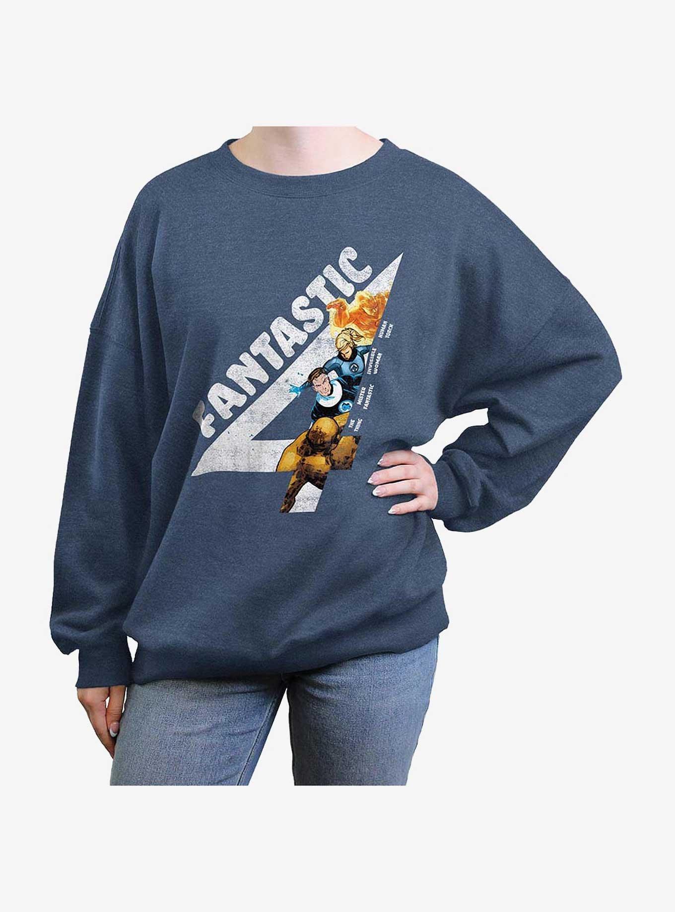 Marvel Fantastic Four Fantastically Vintage Girls Oversized Sweatshirt, BLUEHTR, hi-res
