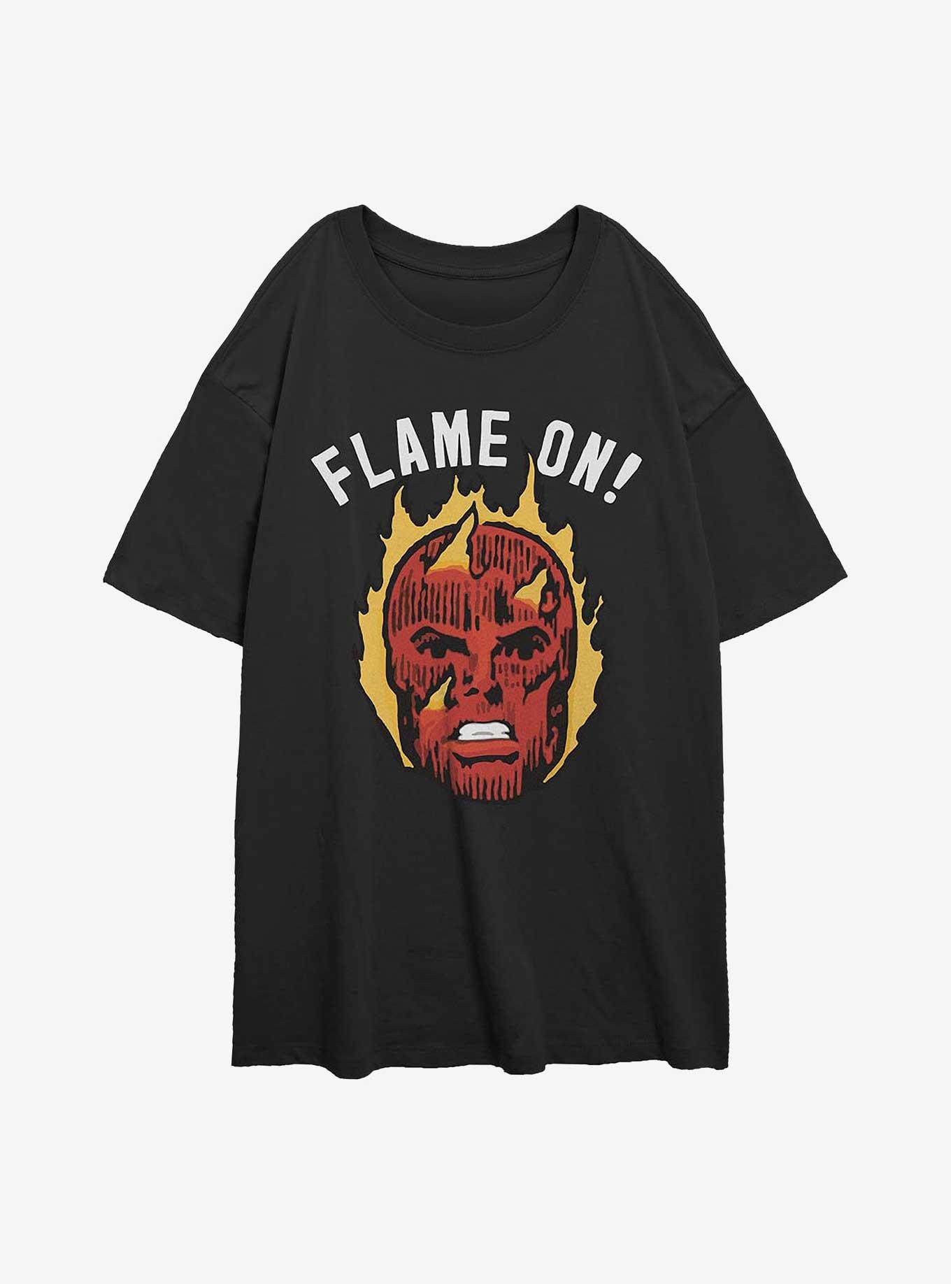 Marvel Fantastic Four Flame On Girls Oversized T-Shirt, BLACK, hi-res