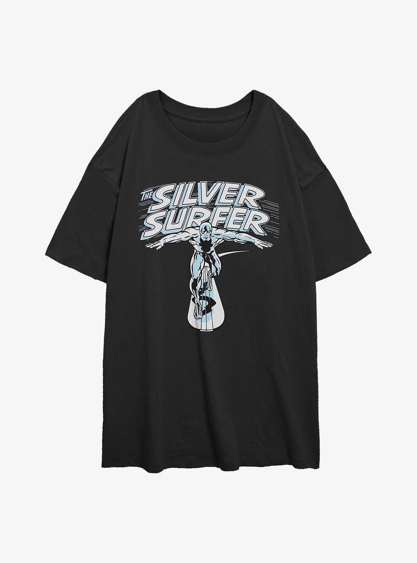 Marvel Fantastic Four Silver Surfer Wordmark Girls Oversized T-Shirt, BLACK, hi-res
