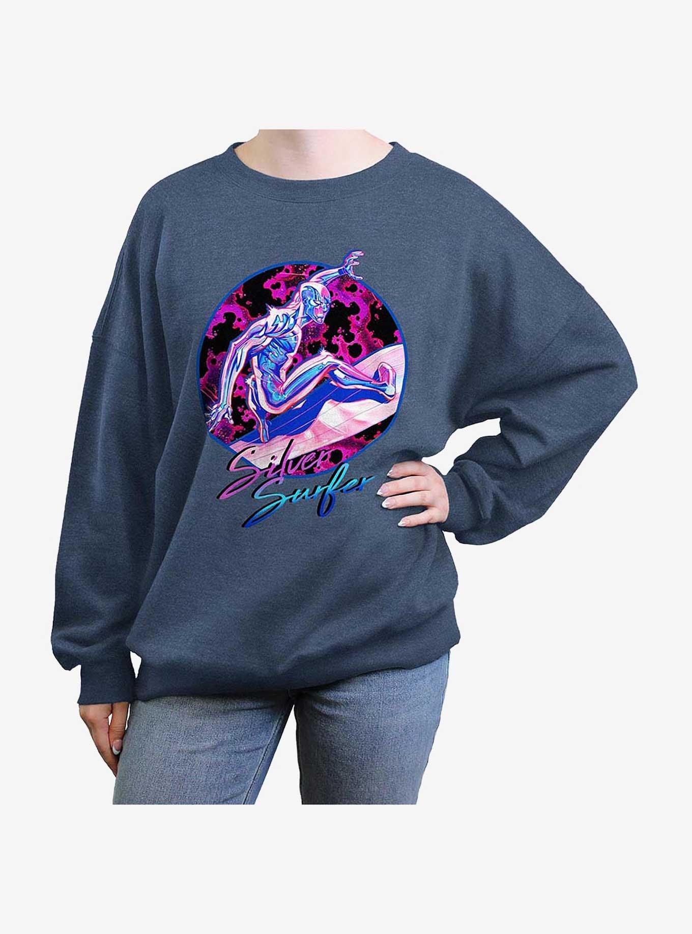 Marvel Fantastic Four Silver Surfer 90s Vibe Girls Oversized Sweatshirt, BLUEHTR, hi-res