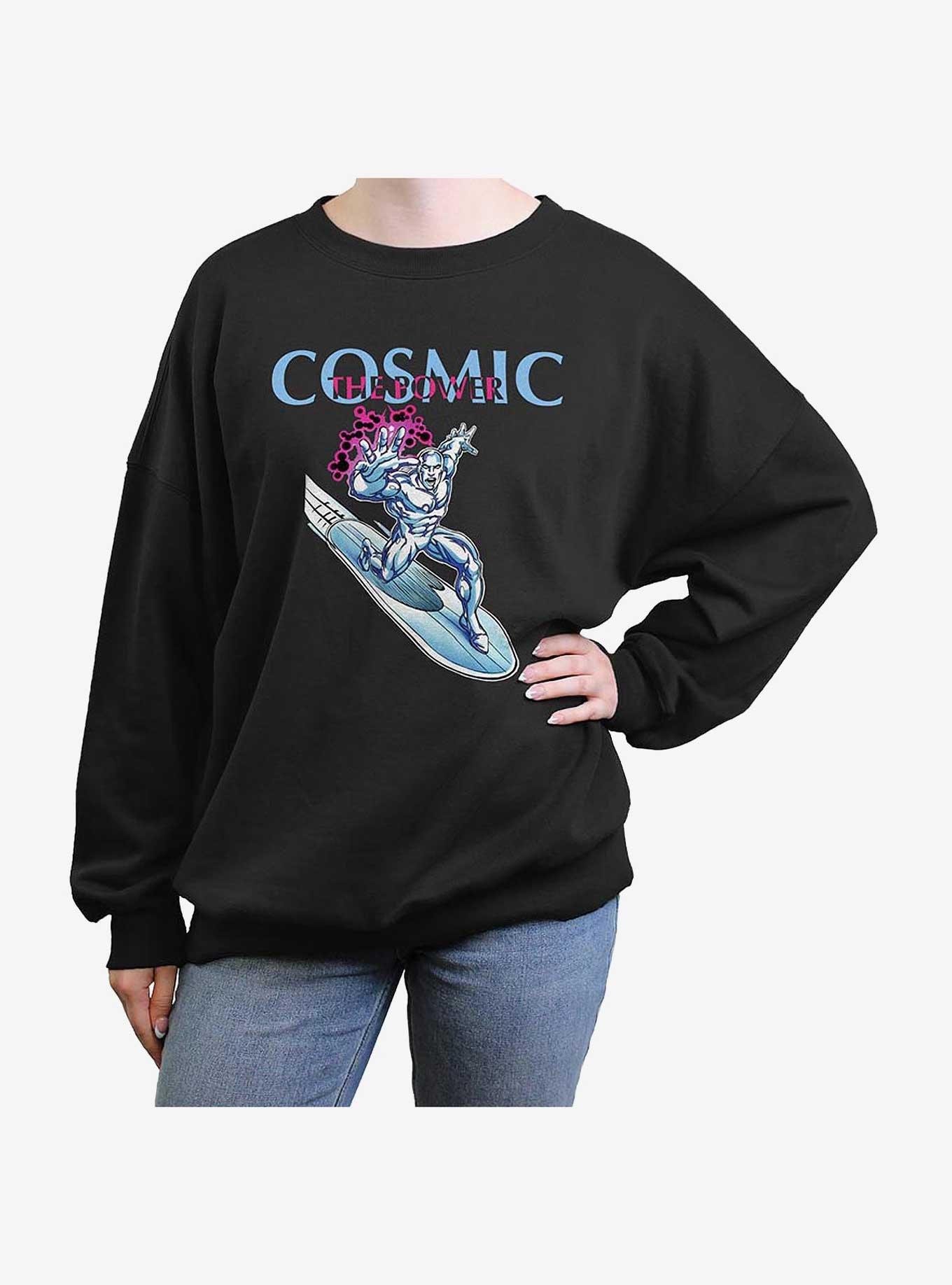 Marvel Fantastic Four Cosmic Silver Surfer Girls Oversized Sweatshirt, BLACK, hi-res