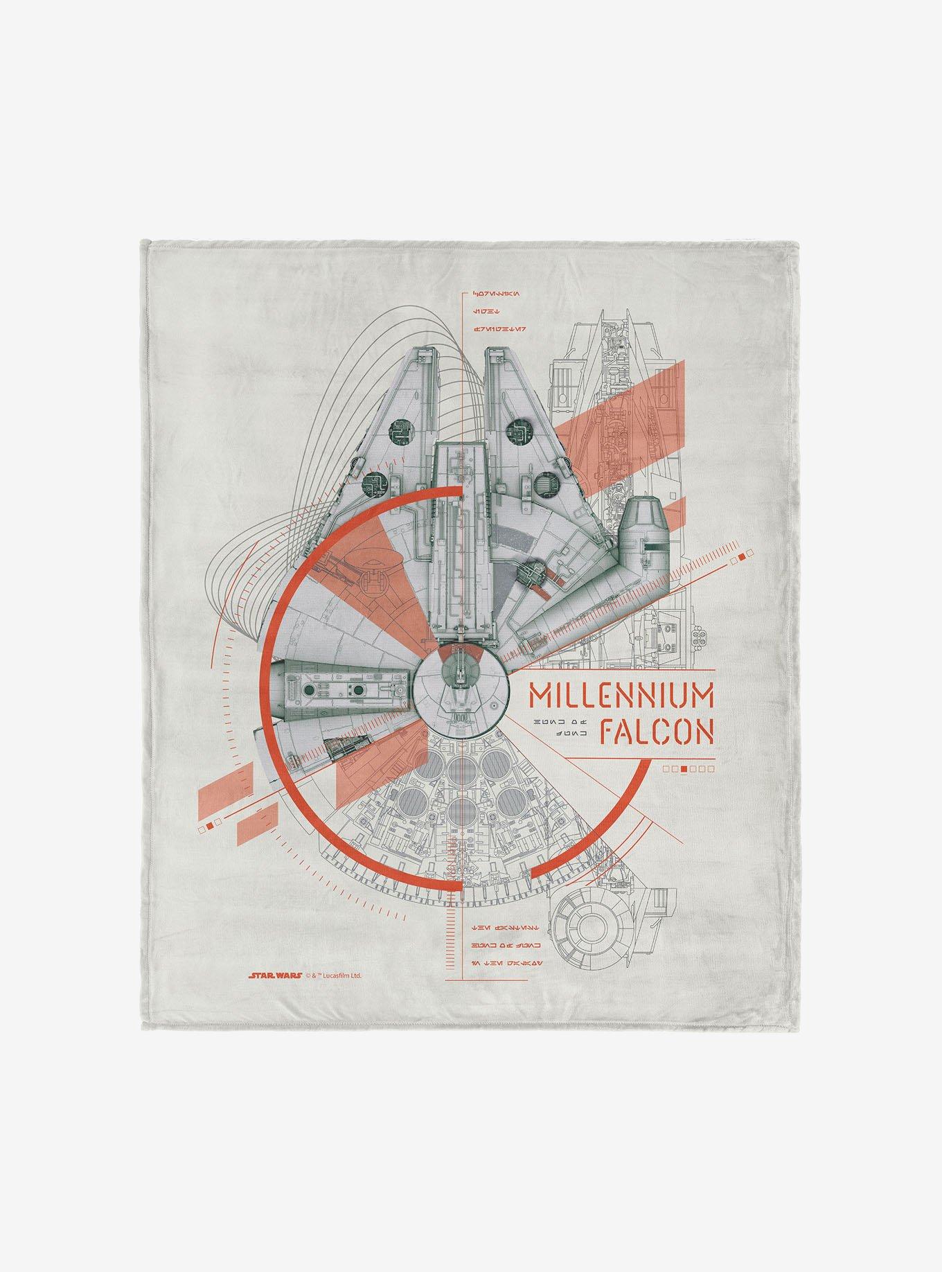 Star Wars Classic Millennium Falcon Blueprint Silk Touch Throw Blanket, , hi-res