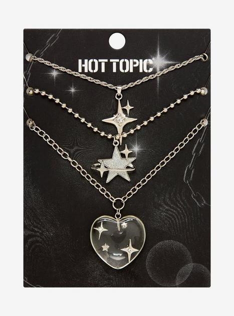Bubble Heart Star Cluster Necklace Set | Hot Topic