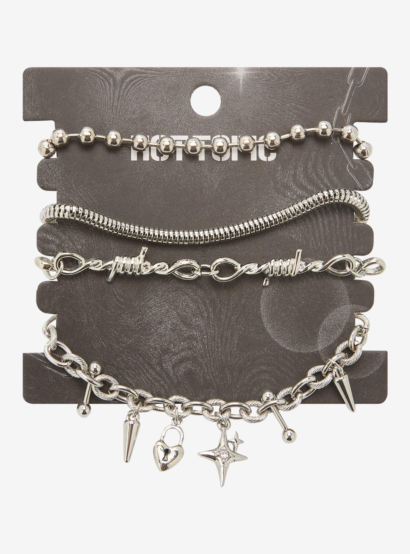 Barbed Wire & Spike Chain Bracelet Set, , hi-res