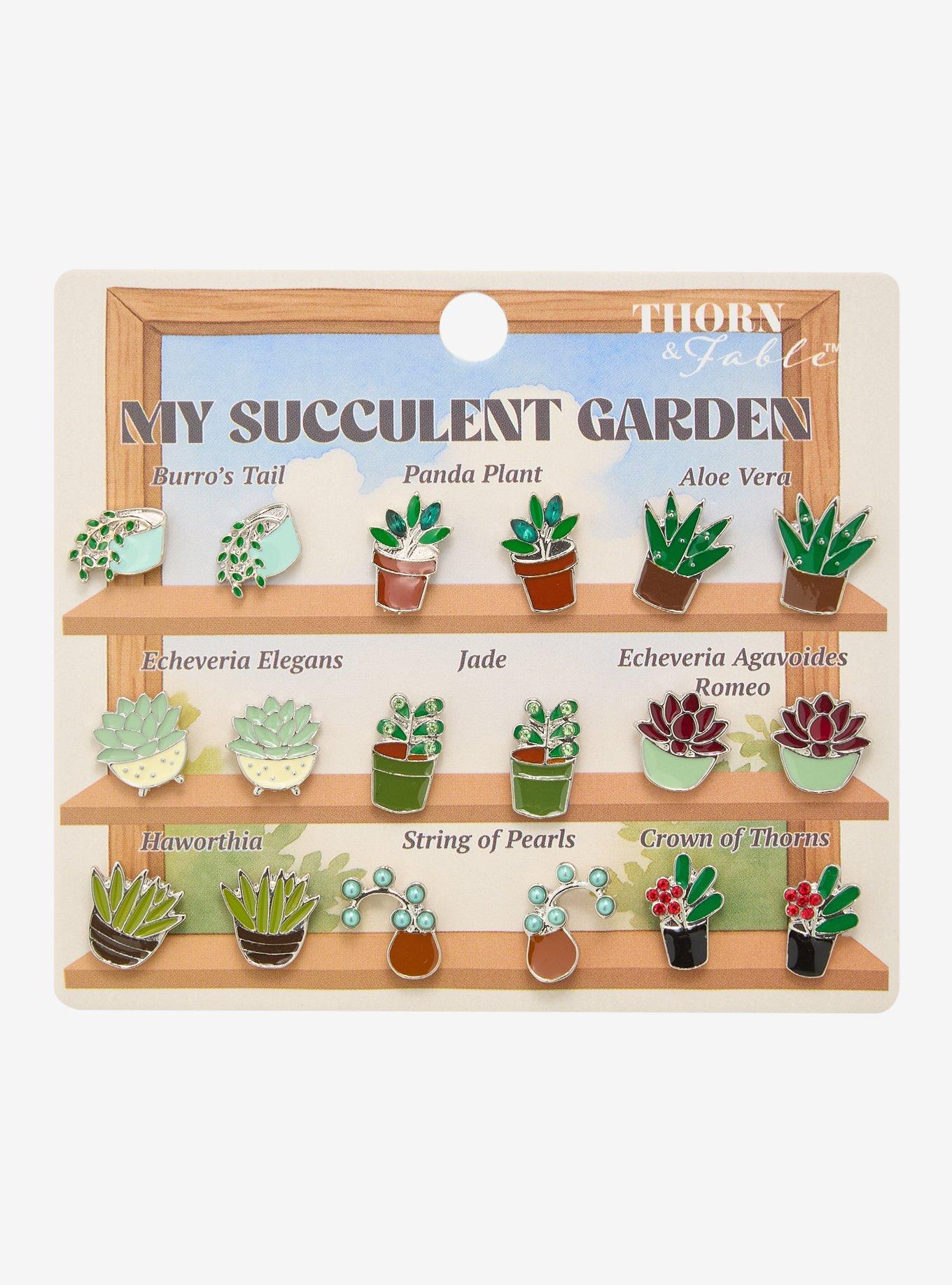 Thorn & Fable Succulent Garden Stud Earrings Set, , hi-res