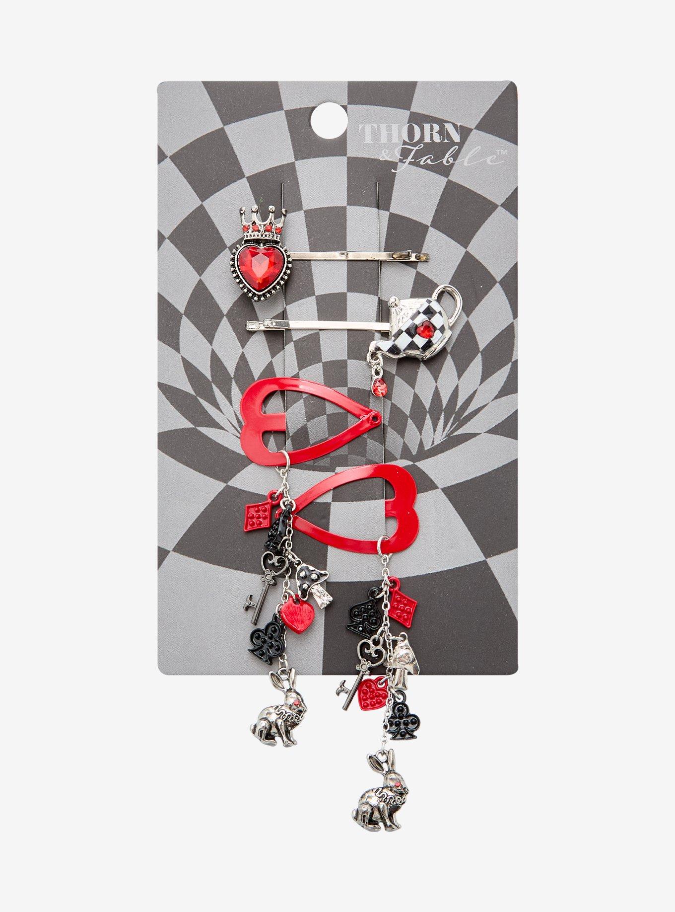 Thorn & Fable Mad Tea Party Card Suits Hair Clip Set, , hi-res