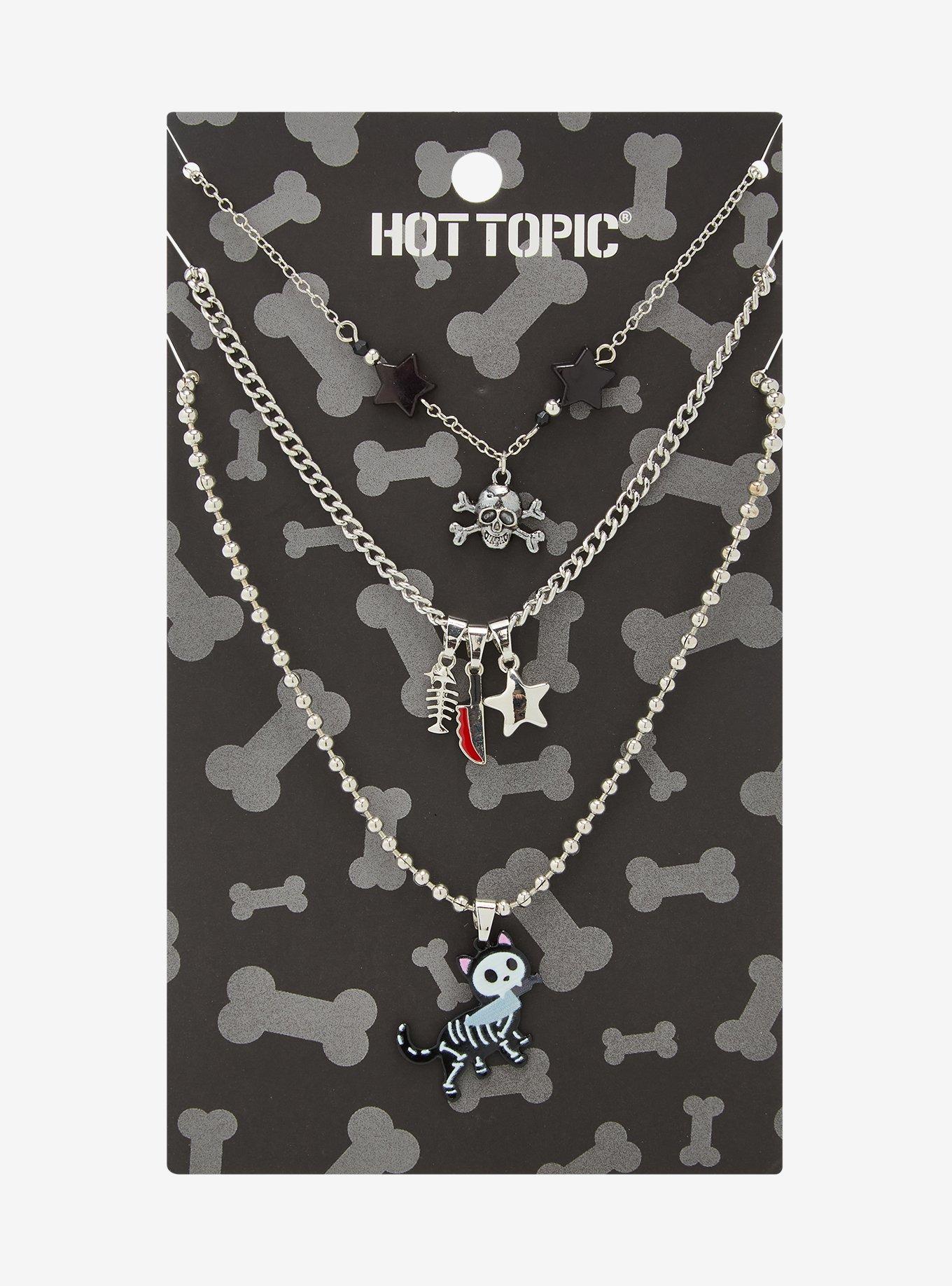 Skeleton Cat & Knife Necklace Set, , hi-res