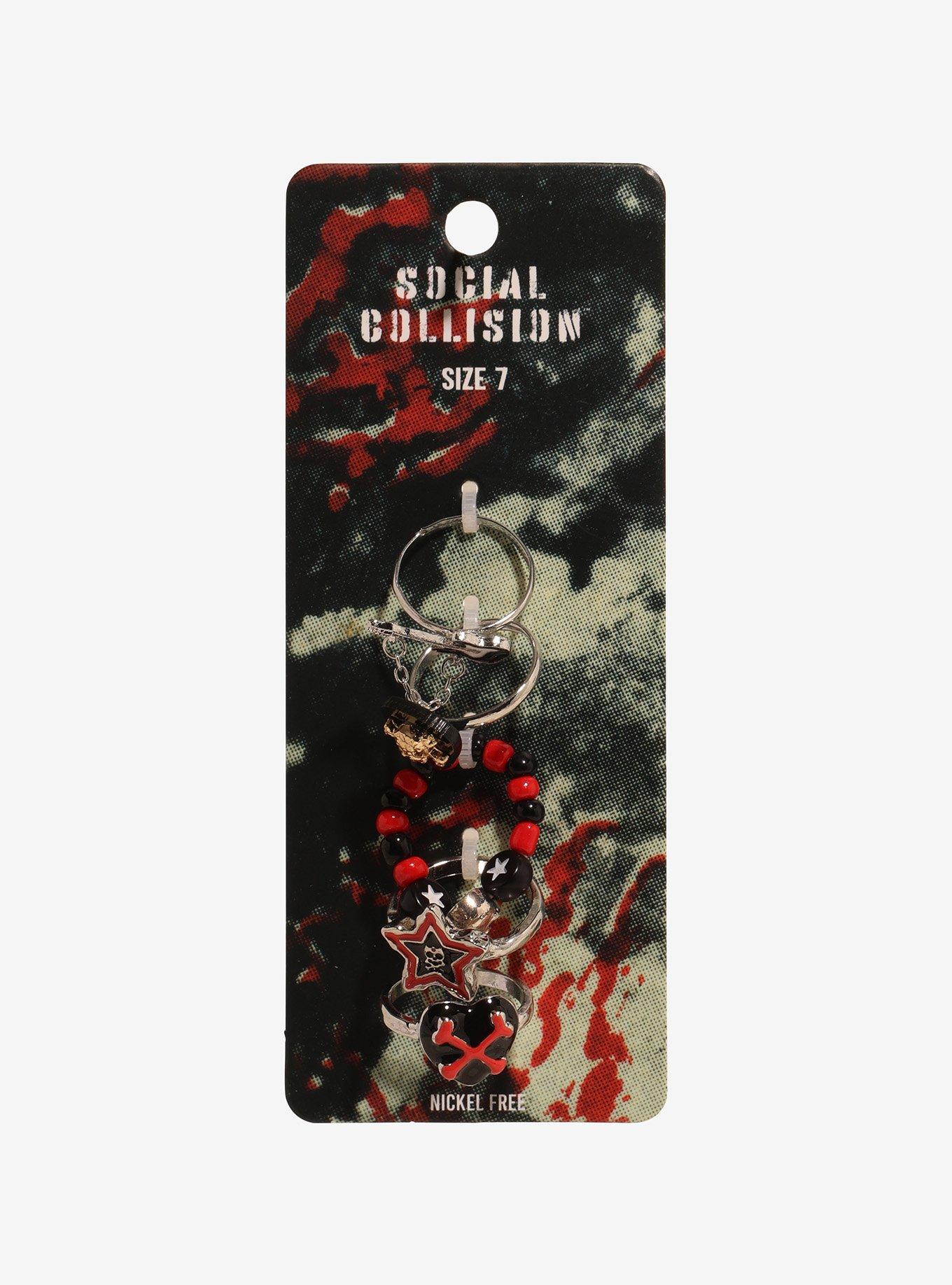 Social Collision Skull Guitar Pick Ring Set, , hi-res