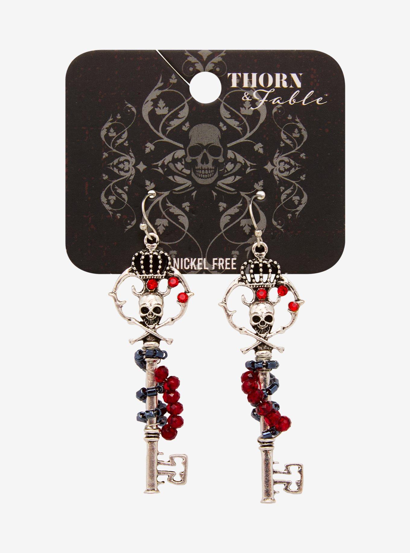 Thorn & Fable Skeleton Key Drop Earrings, , hi-res
