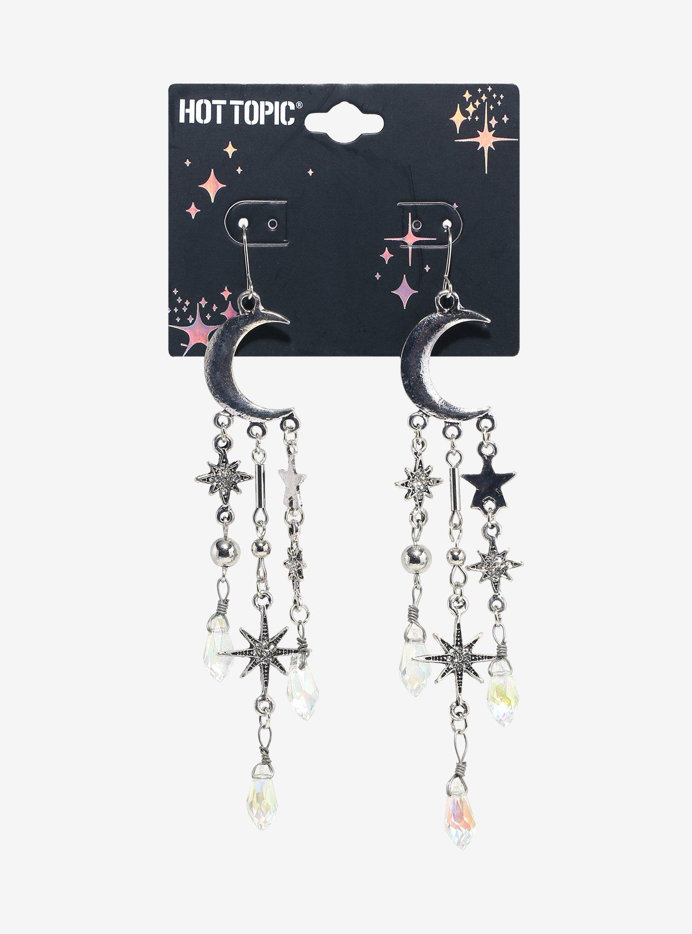 Crescent Moon Iridescent Charm Earrings, , hi-res