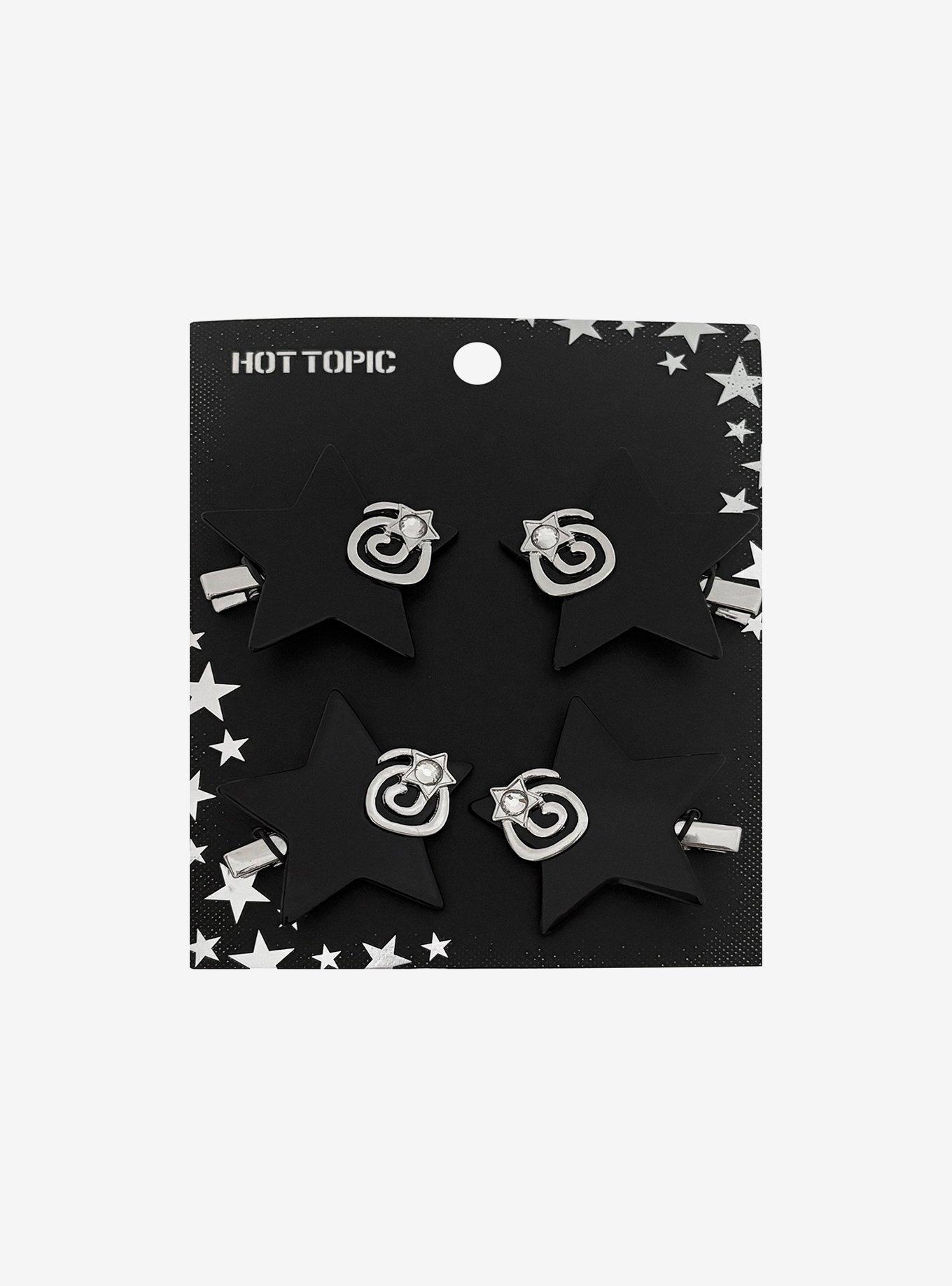 Spiral Black Star Hair Clip Set, , hi-res