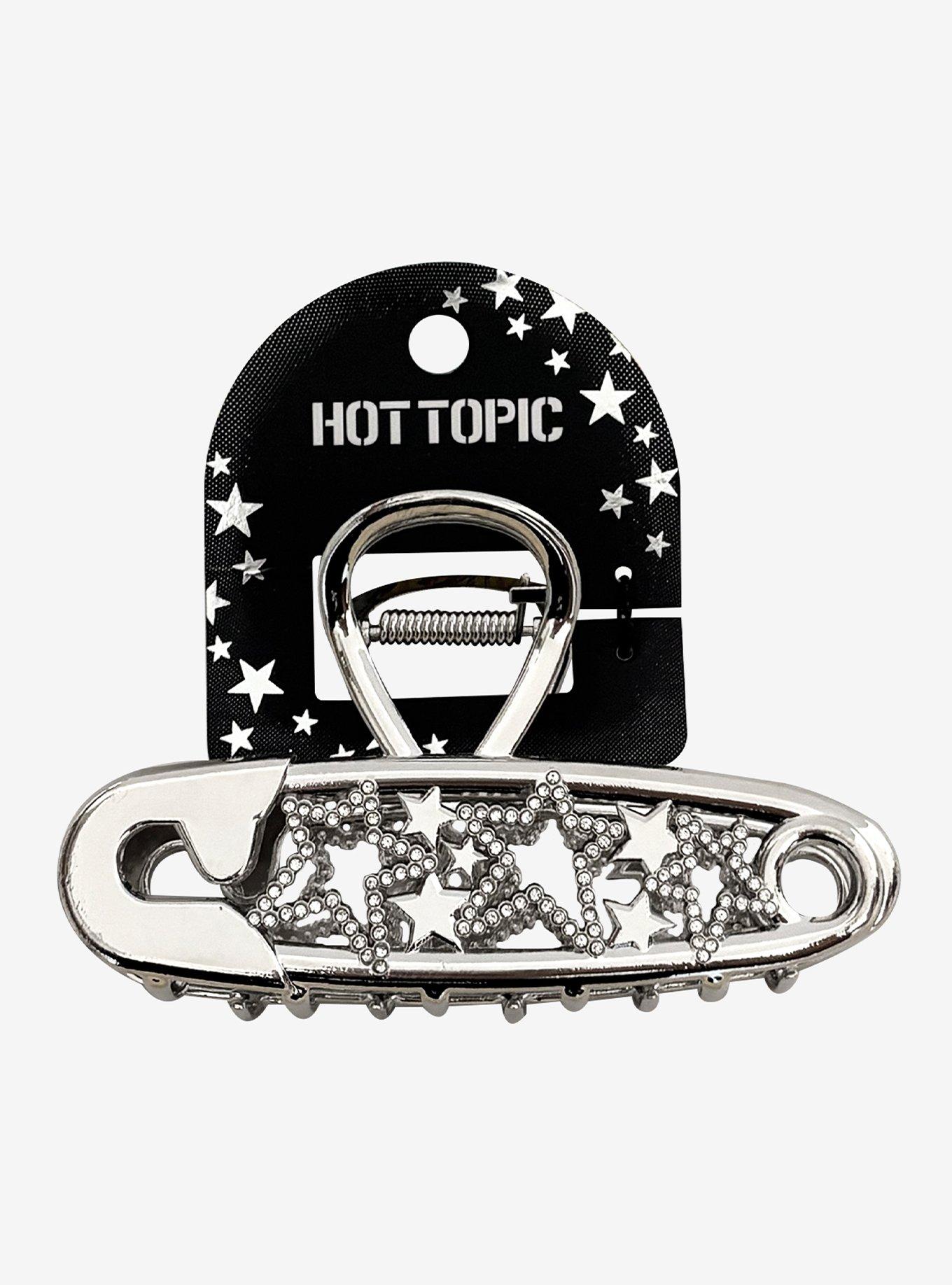 Star Rhinestone Safety Pin Claw Hair Clip, , hi-res
