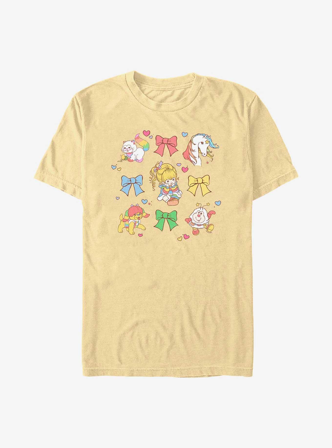 Rainbow Brite Cutie Bow Grid Garment Dye T-Shirt, BUTTER, hi-res