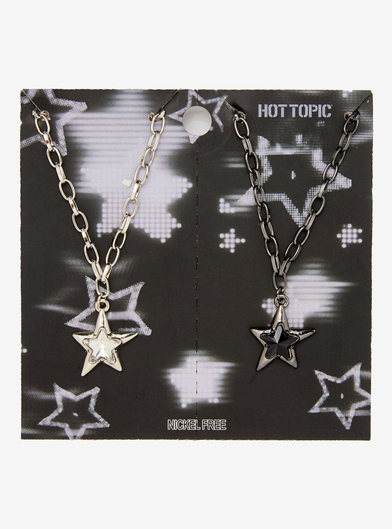 Black & White Metal Star Best Friend Necklace Set, , hi-res